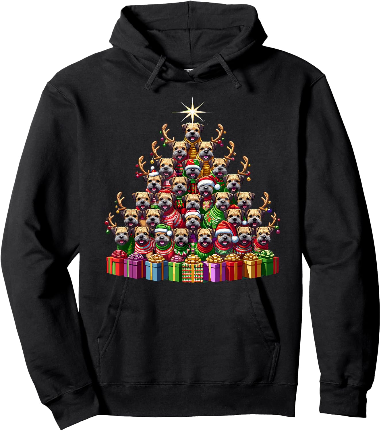 Christmas Tree Border Terrier Border Terriers Hoodie - Hoodie | Black