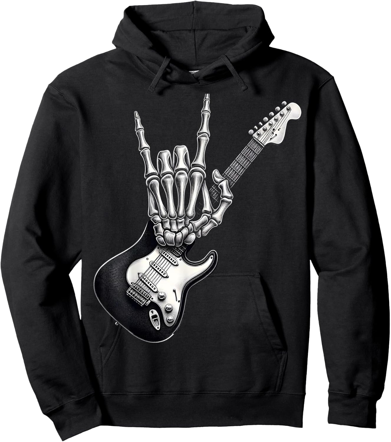 Old Rock On Skeleton Hand Cool Style Rock , Black, S Hoodie - Hoodie | Black