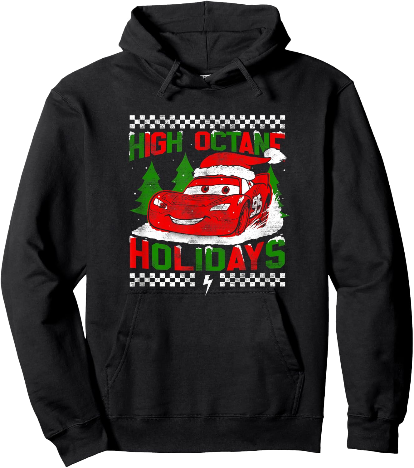 Disney Pixar Christmas Cars Lightning High Octane Holidays Hoodie - Hoodie | Black