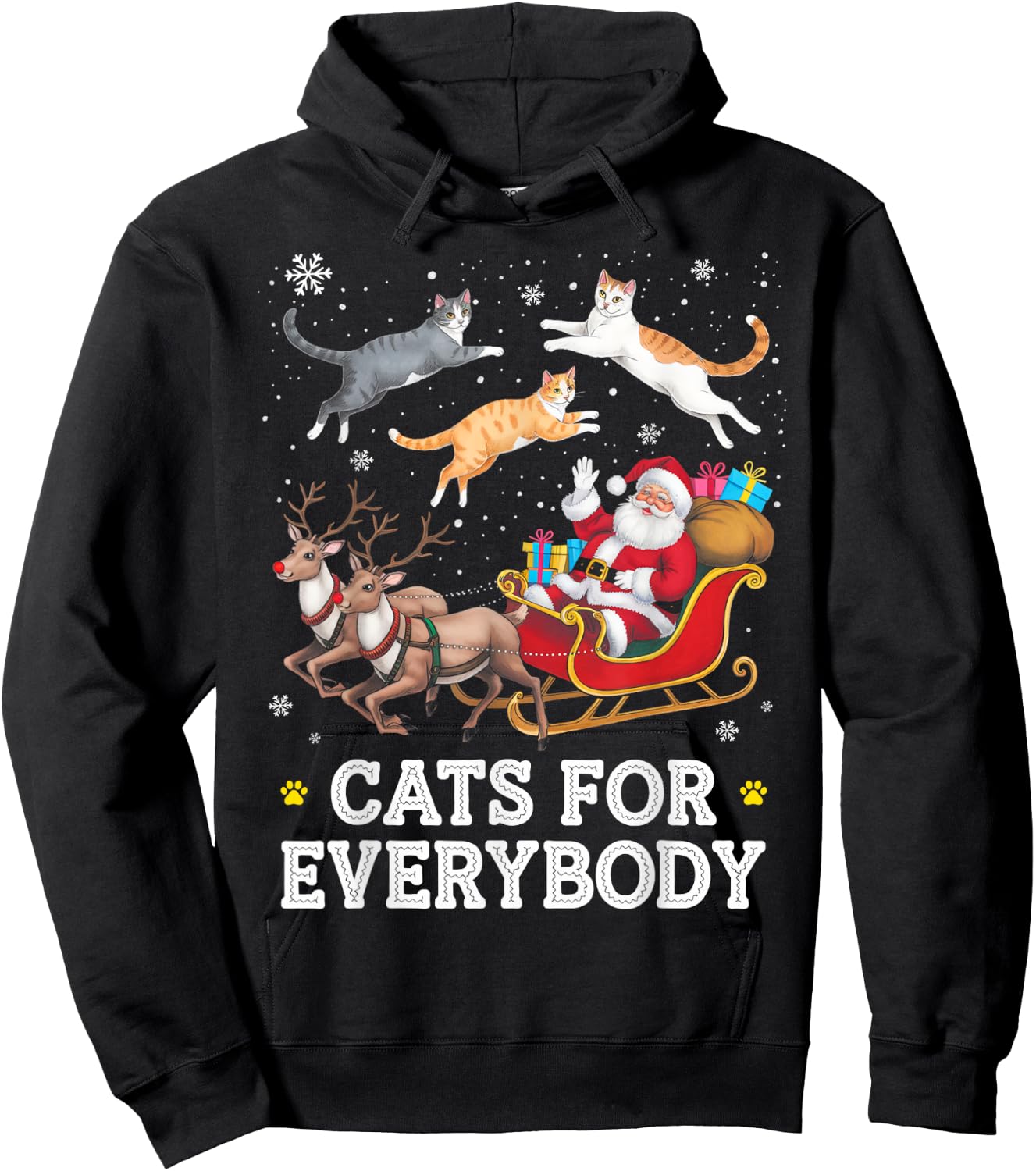 Cats for Everybody Christmas Funny Santa Cat Lover Xmas Hoodie - Hoodie | Black