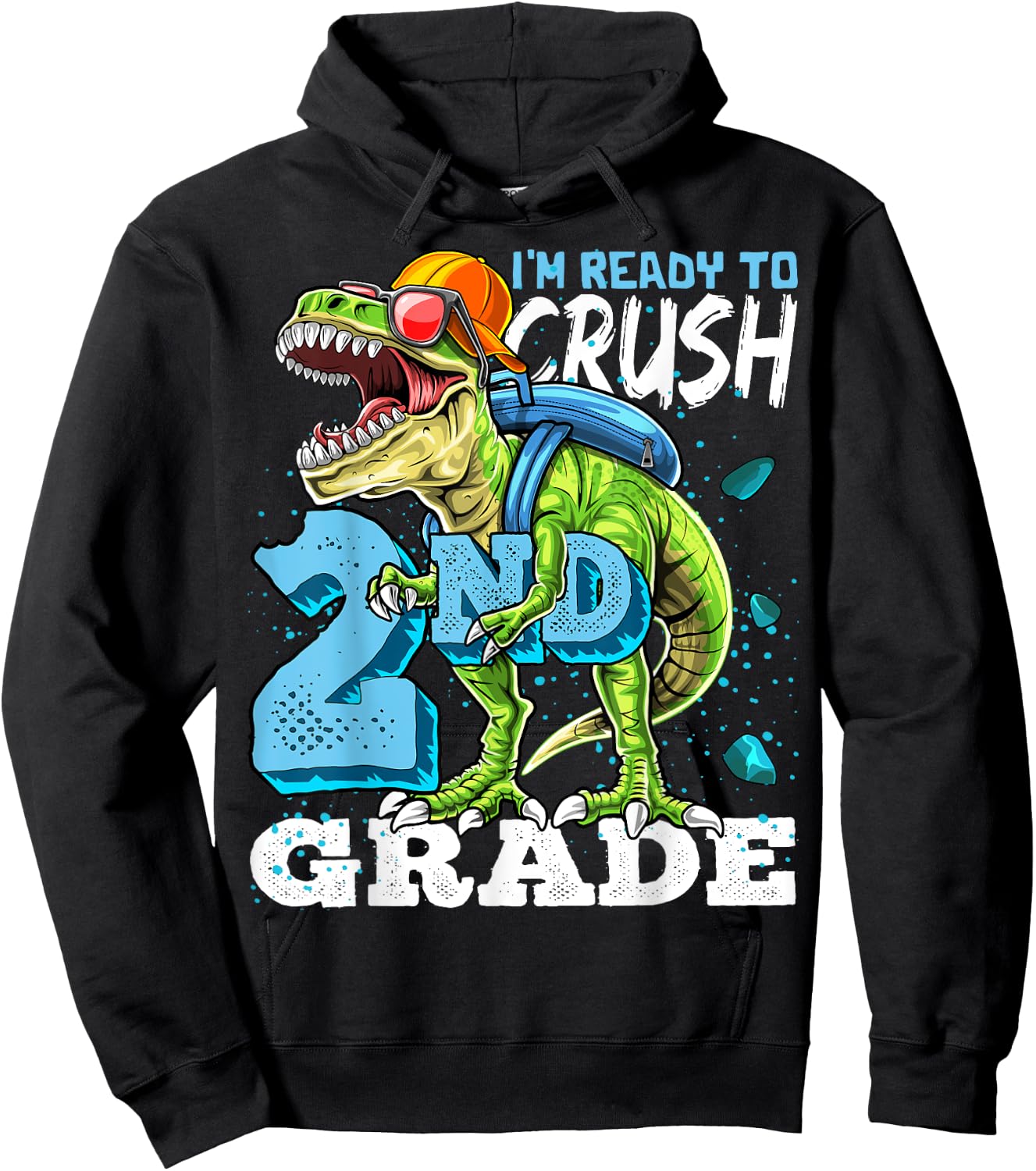 Ready To Crush 2nd Grade T Rex Dinosaur Back to School Boys Hoodie - Hoodie | Black
