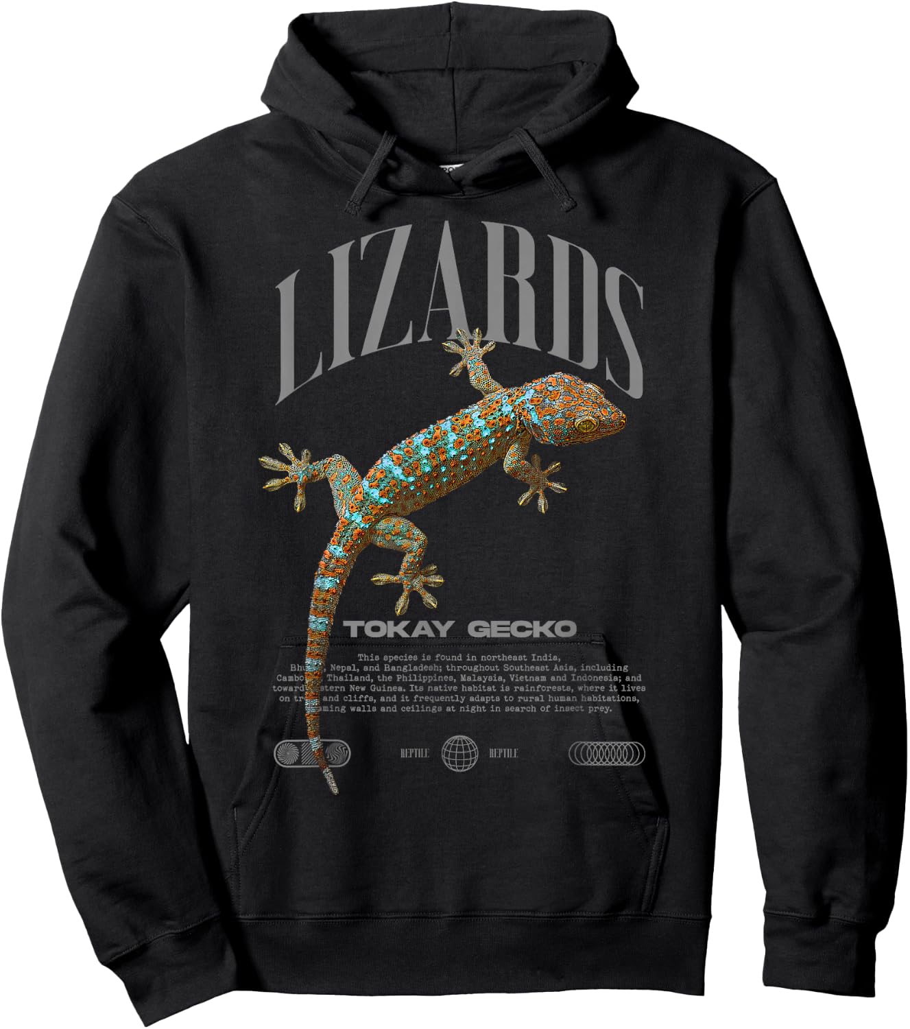 Tokay Gecko Modern Reptile Keeper Streetwear Hoodie - Hoodie | Black