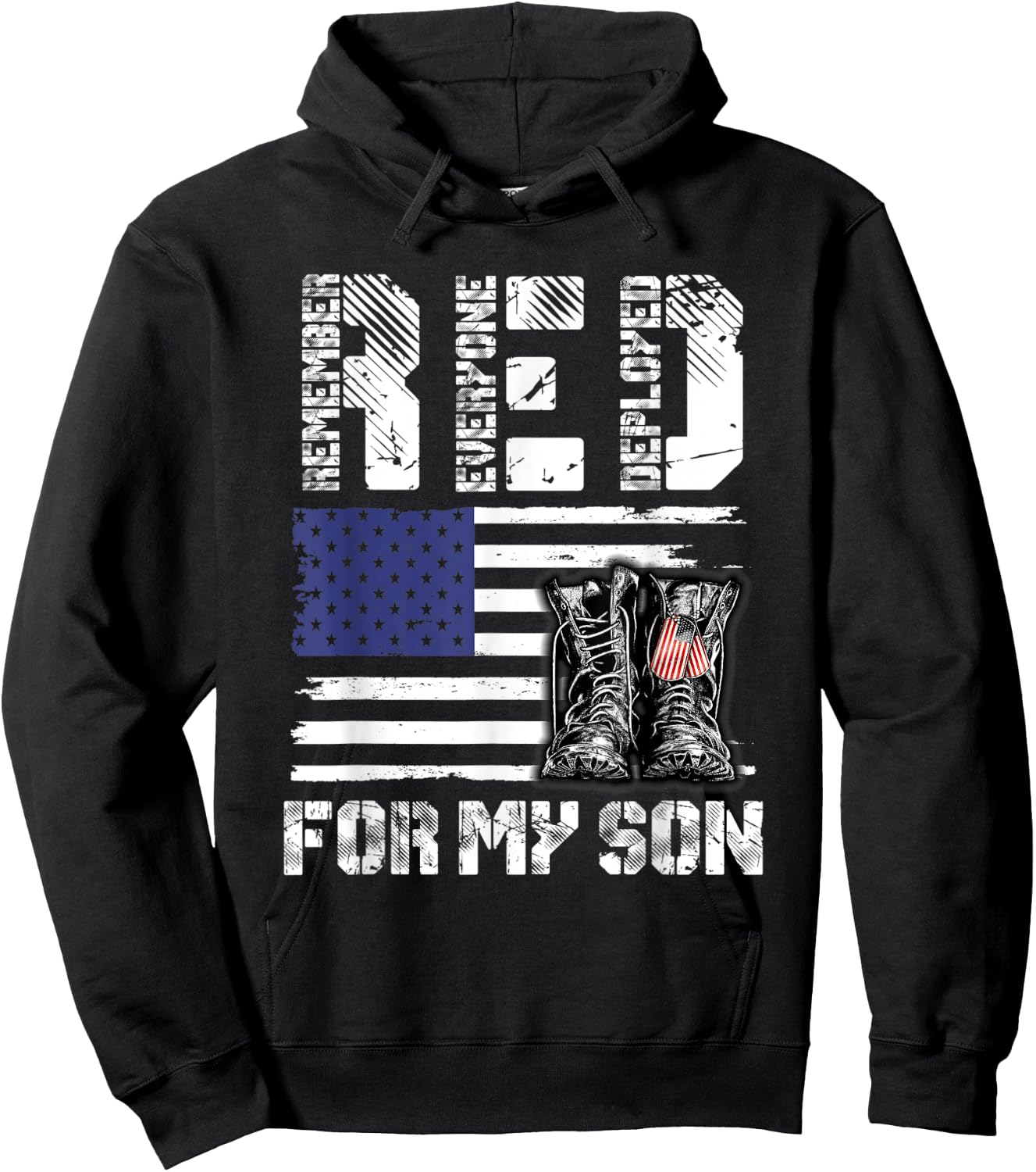 RED Friday for My Son Remember Everyone Deployed Military Hoodie - Hoodie | Black