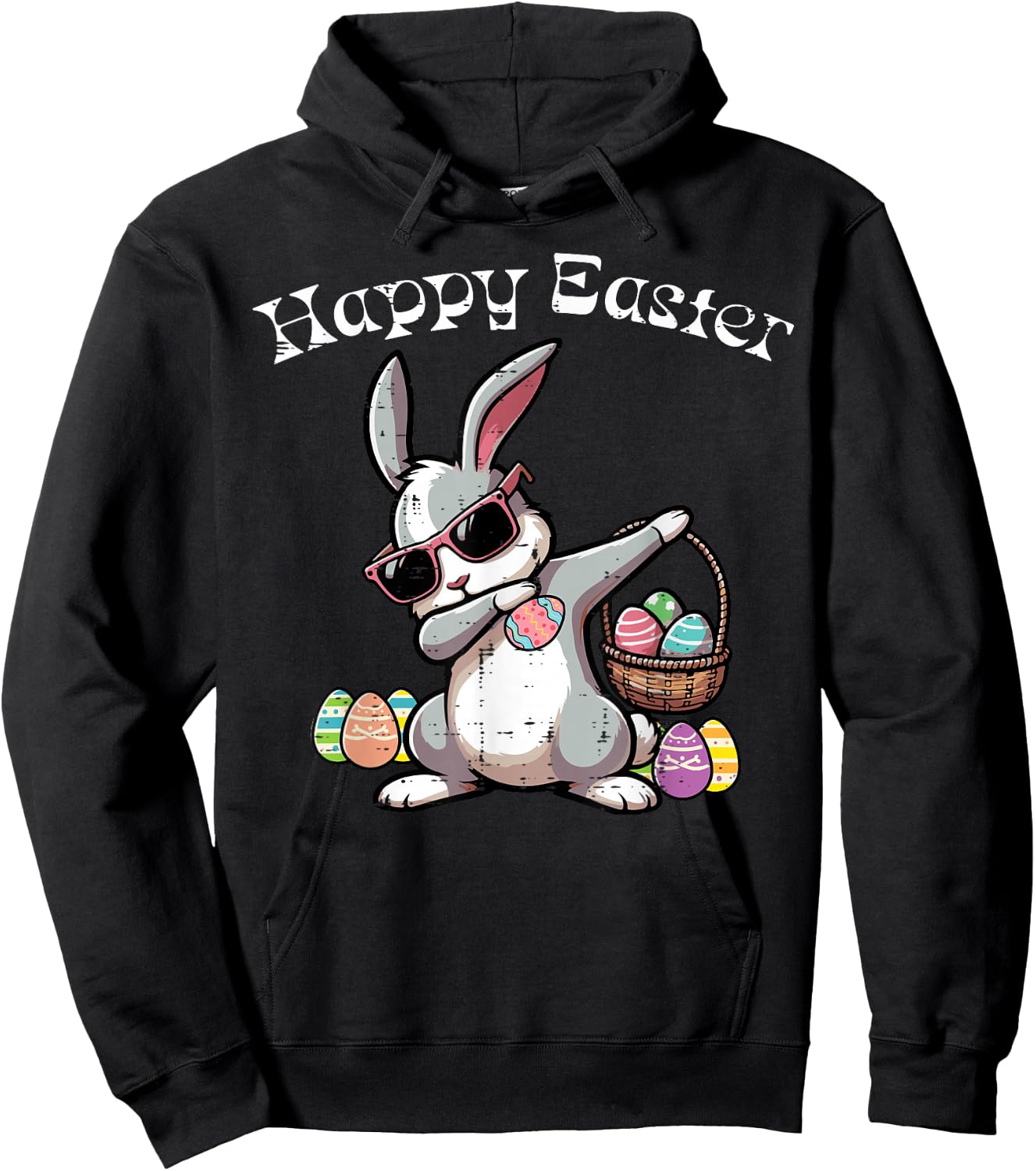 Happy Easter Dabbing Bunny Rabbit Girls Kids Toddler Women Hoodie - Hoodie | Black