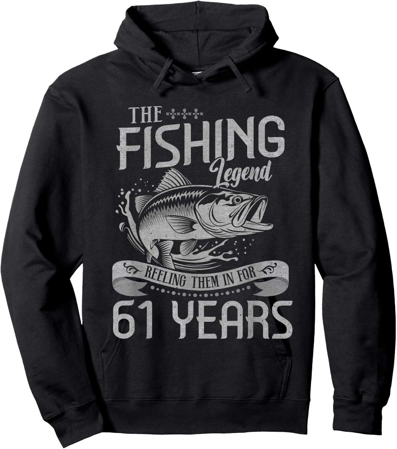 Fishing Legend 61 Years Old Gift Fisherman 61th Birthday Men Hoodie - Hoodie | Black