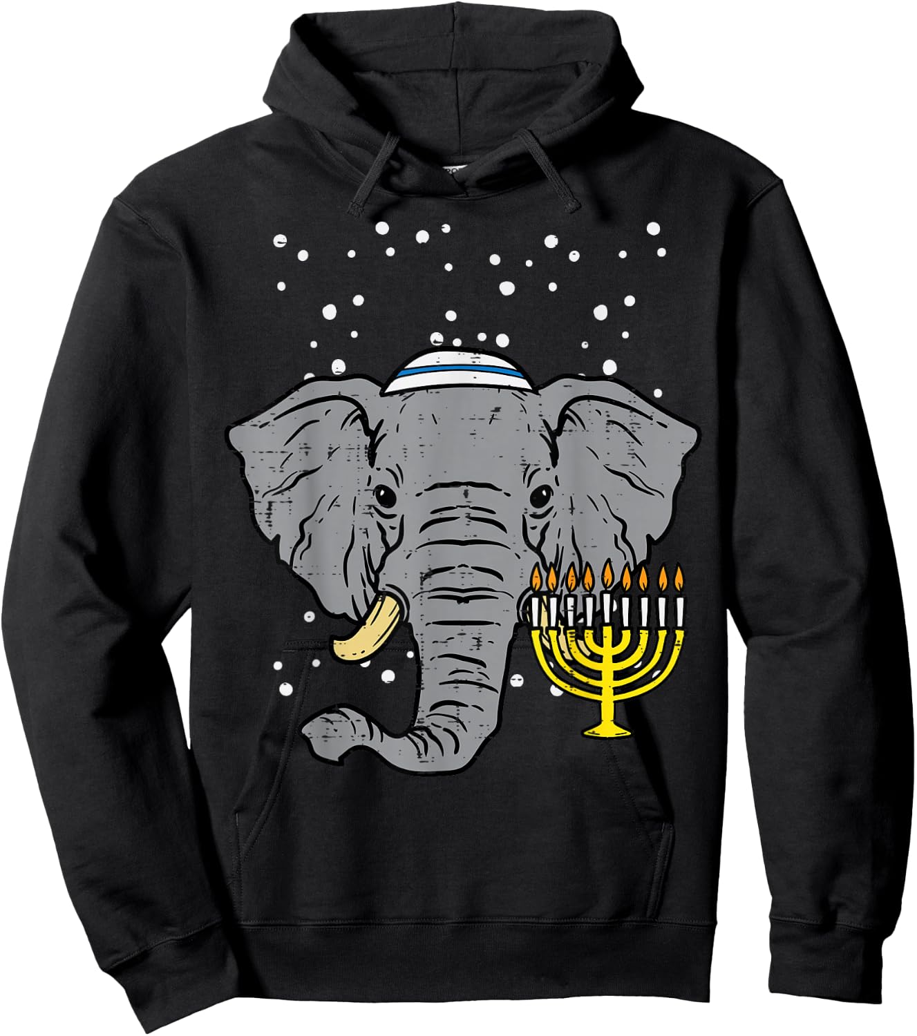 Hanukkah Elephant Chanukah Jewish Men Women Kids Boys Girls Hoodie - Hoodie | Black