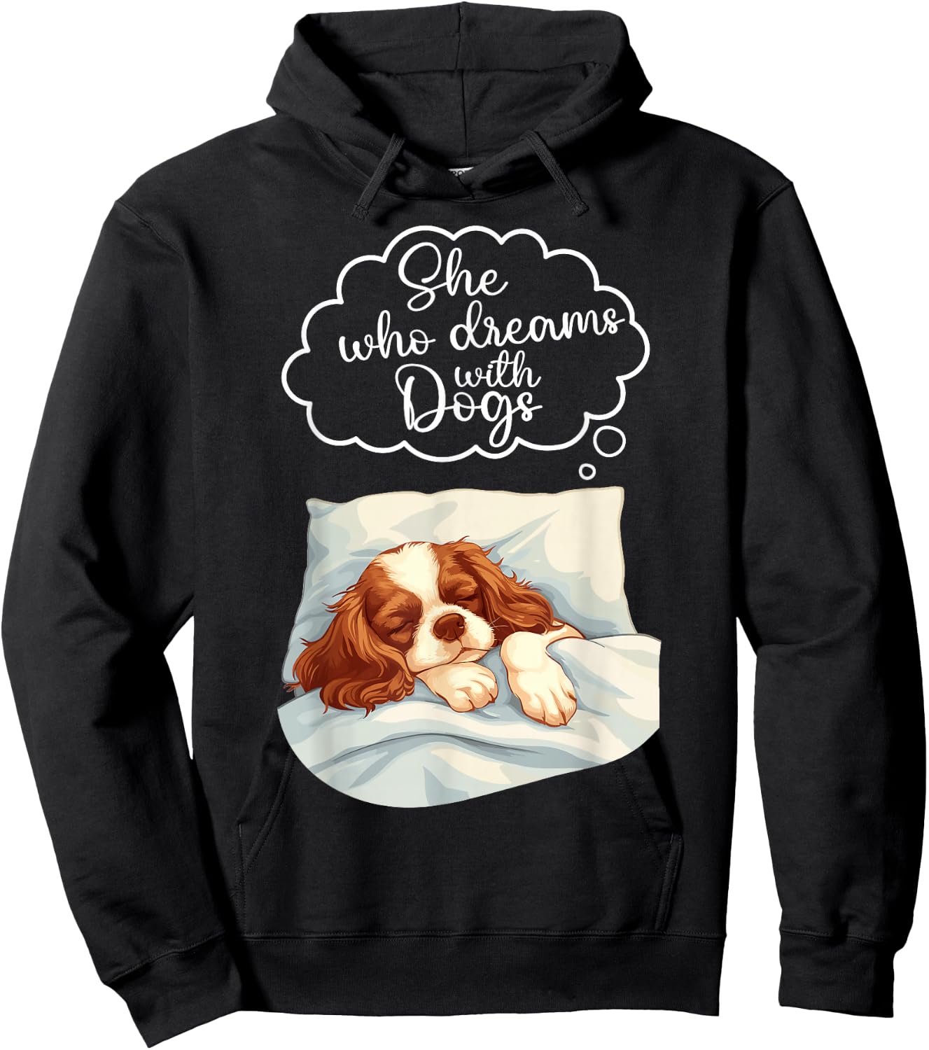 Cavalier King Charles Spaniel Dog Nightgown Pajama Hoodie - Hoodie | Black
