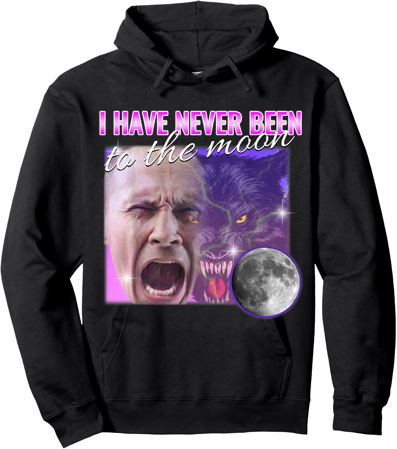 I Have Never Been To The Moon Dank Meme Cursed Funny Cringe Hoodie - Hoodie | Black