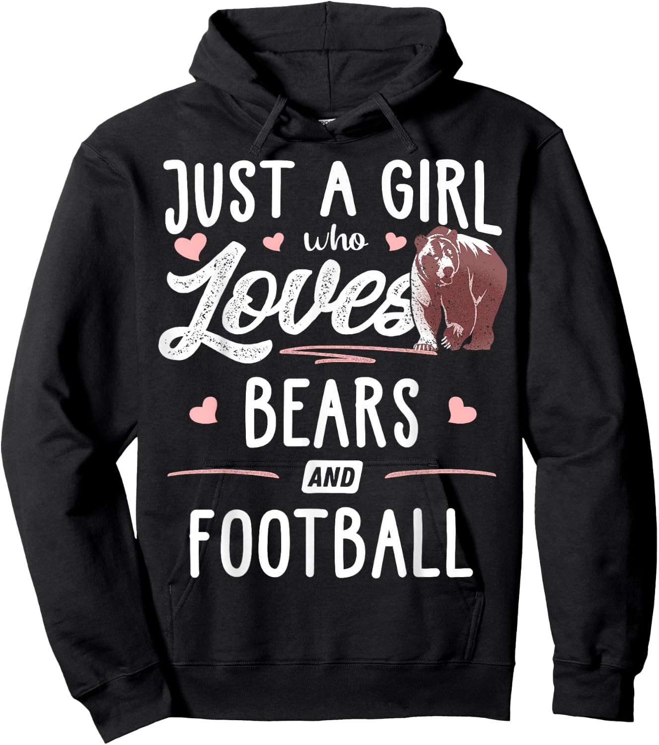 Just A Girl Who Loves Bears And Football Gift Bear Hoodie - Hoodie | Black
