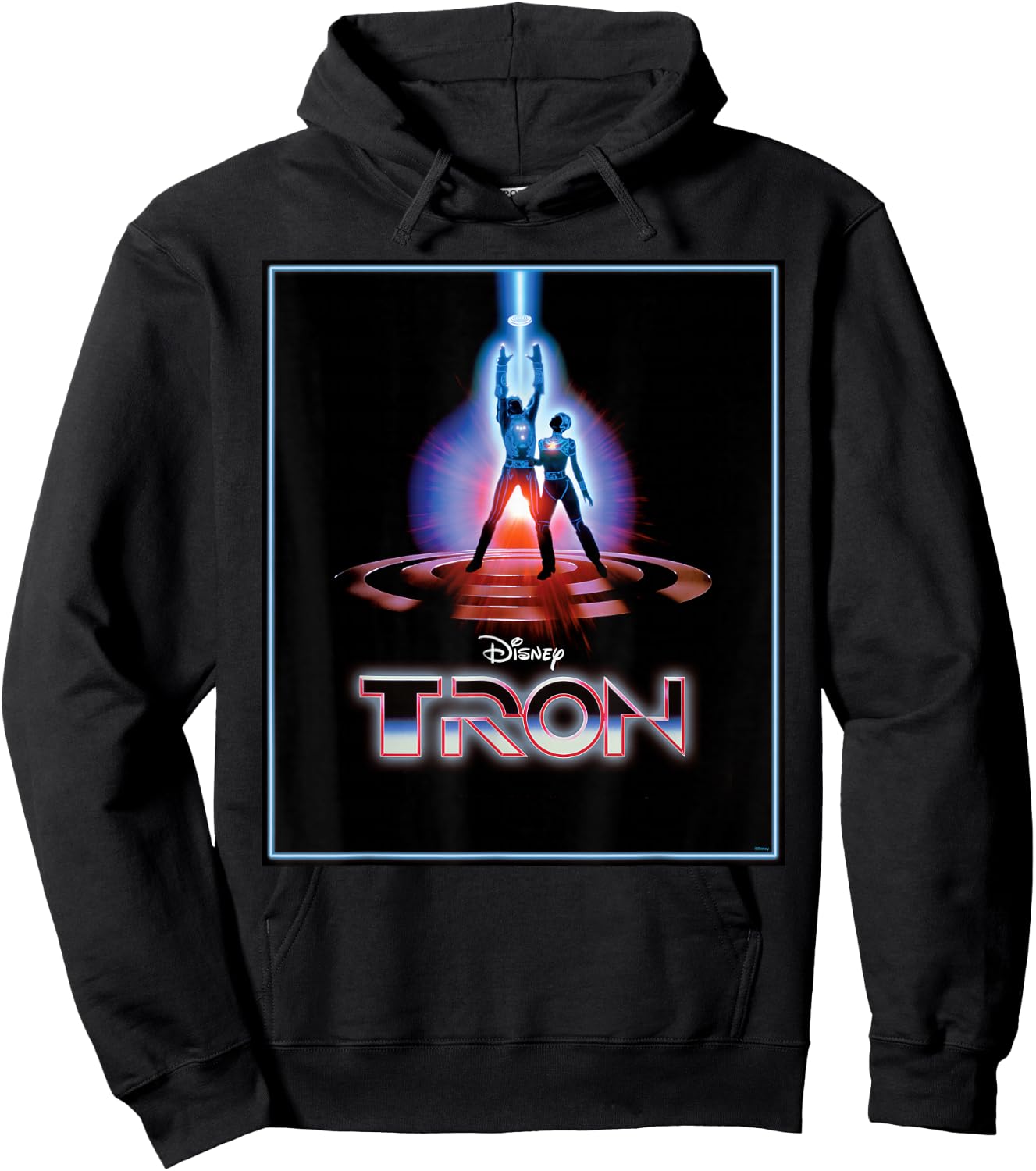Disney TRON Official 1982 Original Movie Poster Art and Logo , Black, S Hoodie - Hoodie | Black