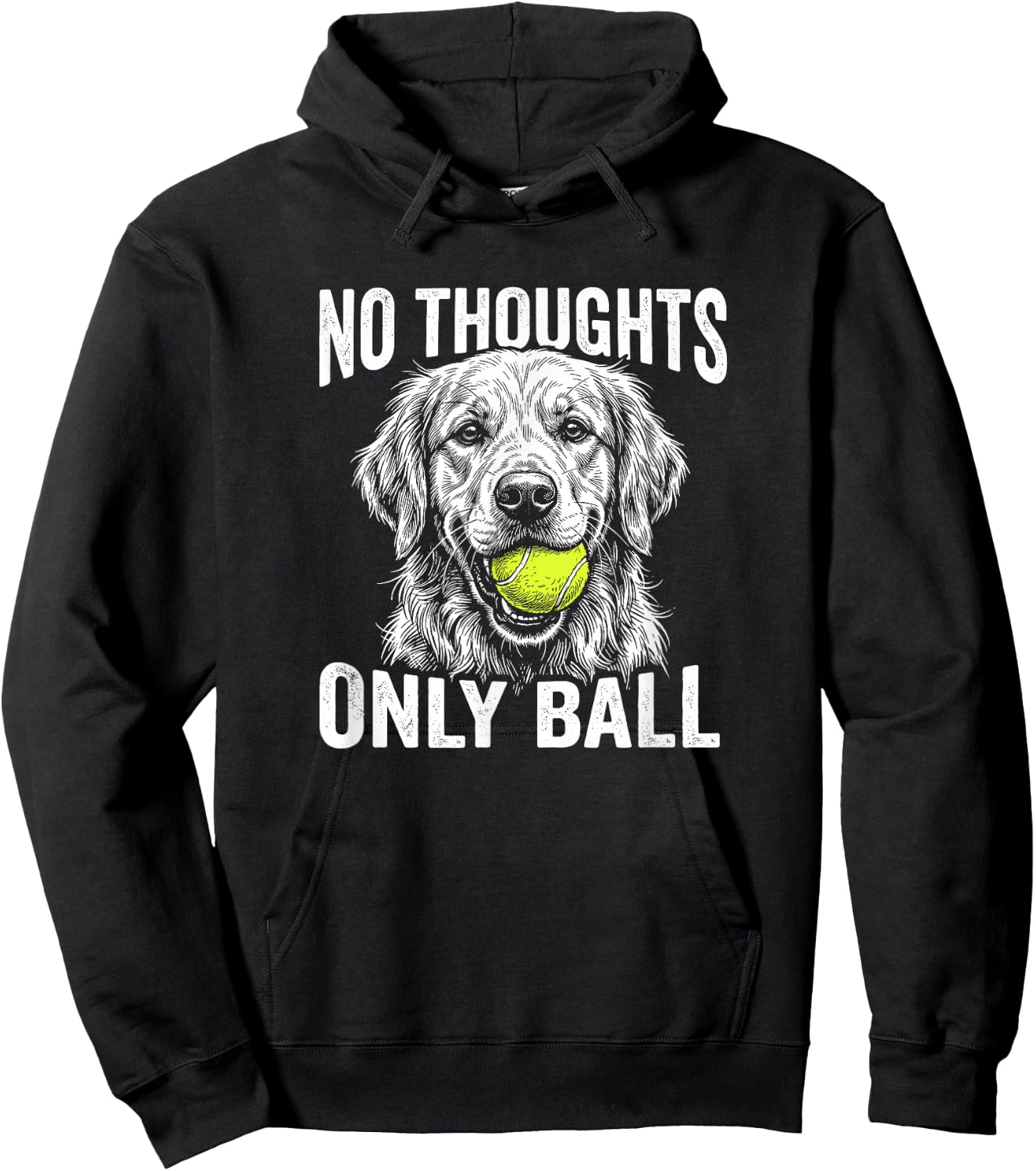 Funny Golden Retriever No Thoughts Only Ball Hoodie - Hoodie | Black