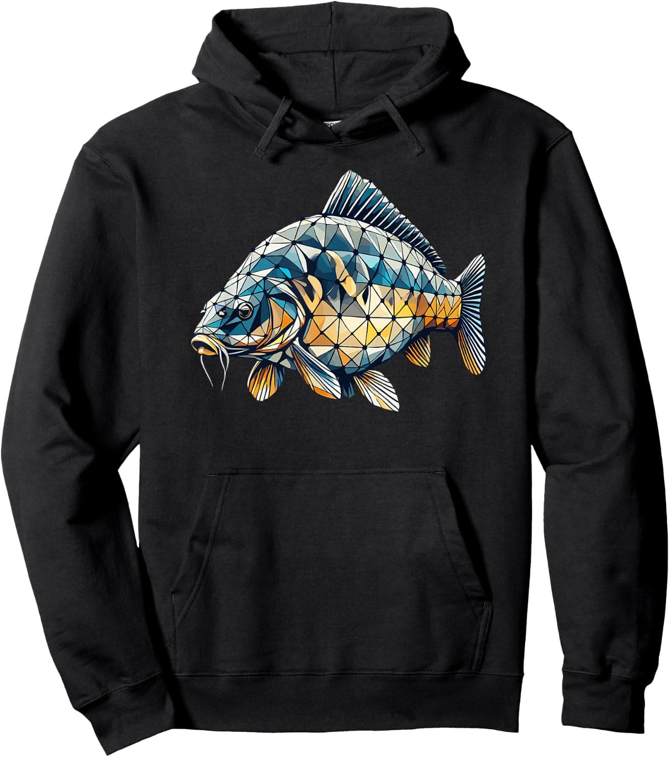 Geometric Art Fishing Carp Fisherman Carps Hoodie - Hoodie | Black