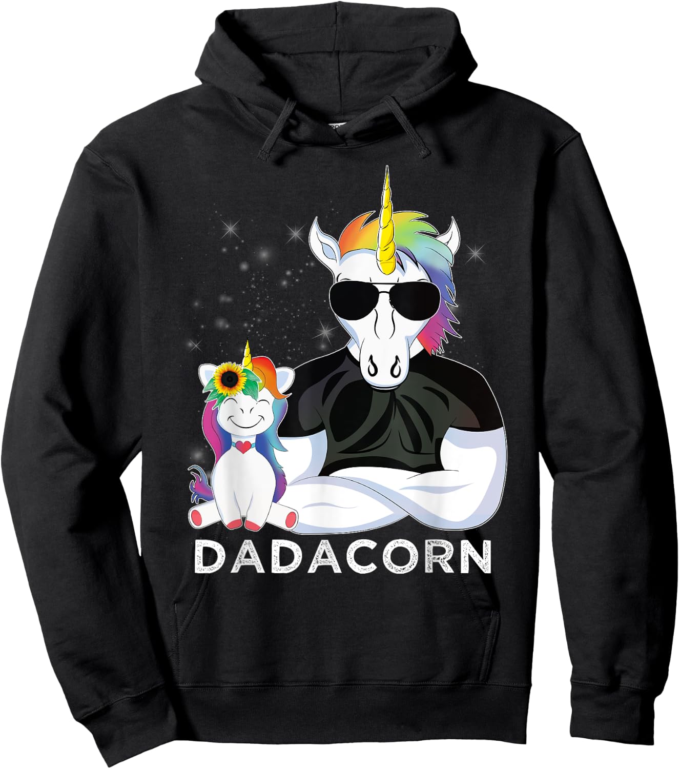 Dadacorn Muscle Unicorn A Father Daughter Funny Design Hoodie - Hoodie | Black