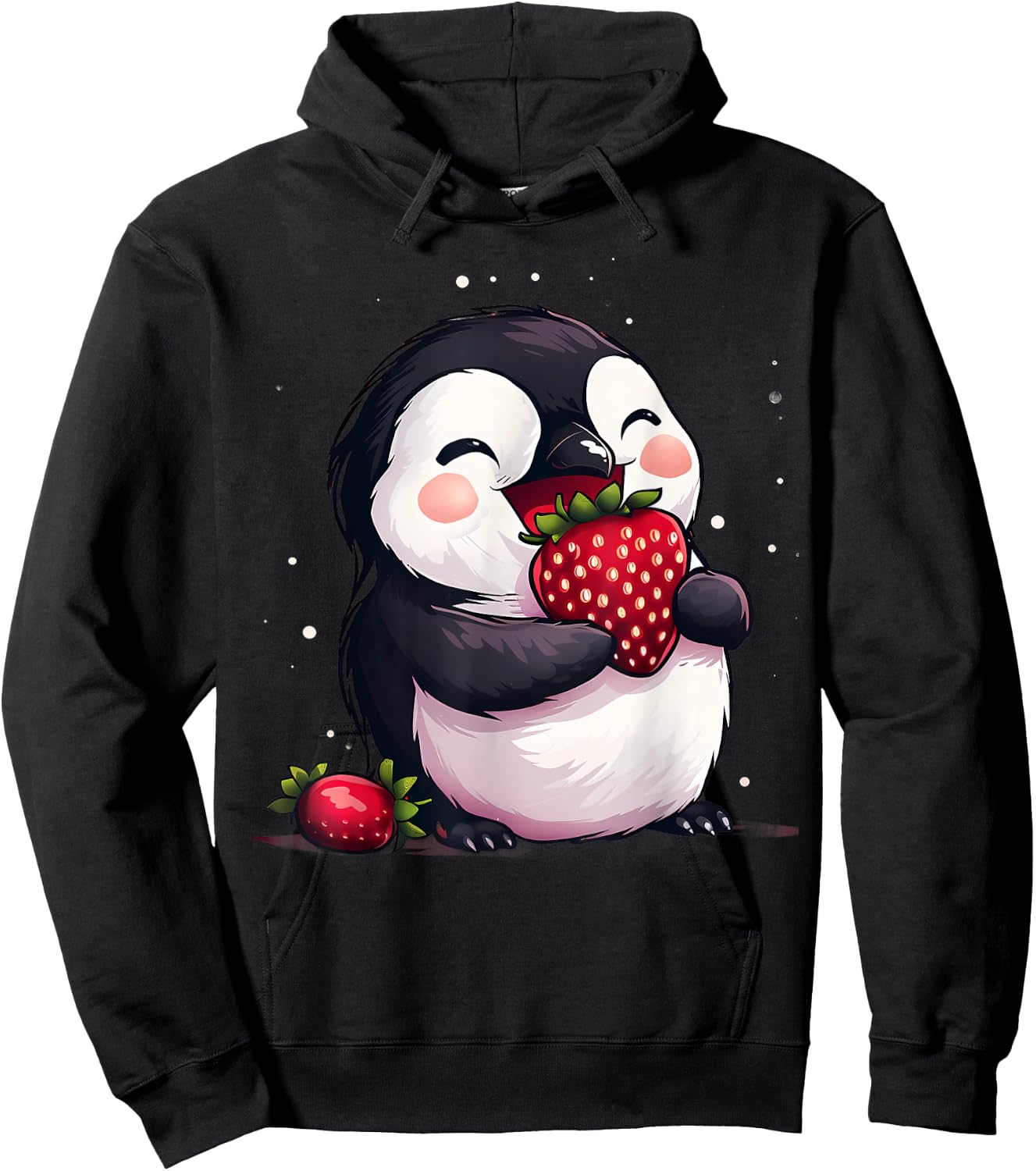 Strawberry Penguin Strawberry Fruit Animal Art Artwork Hoodie - Hoodie | Black