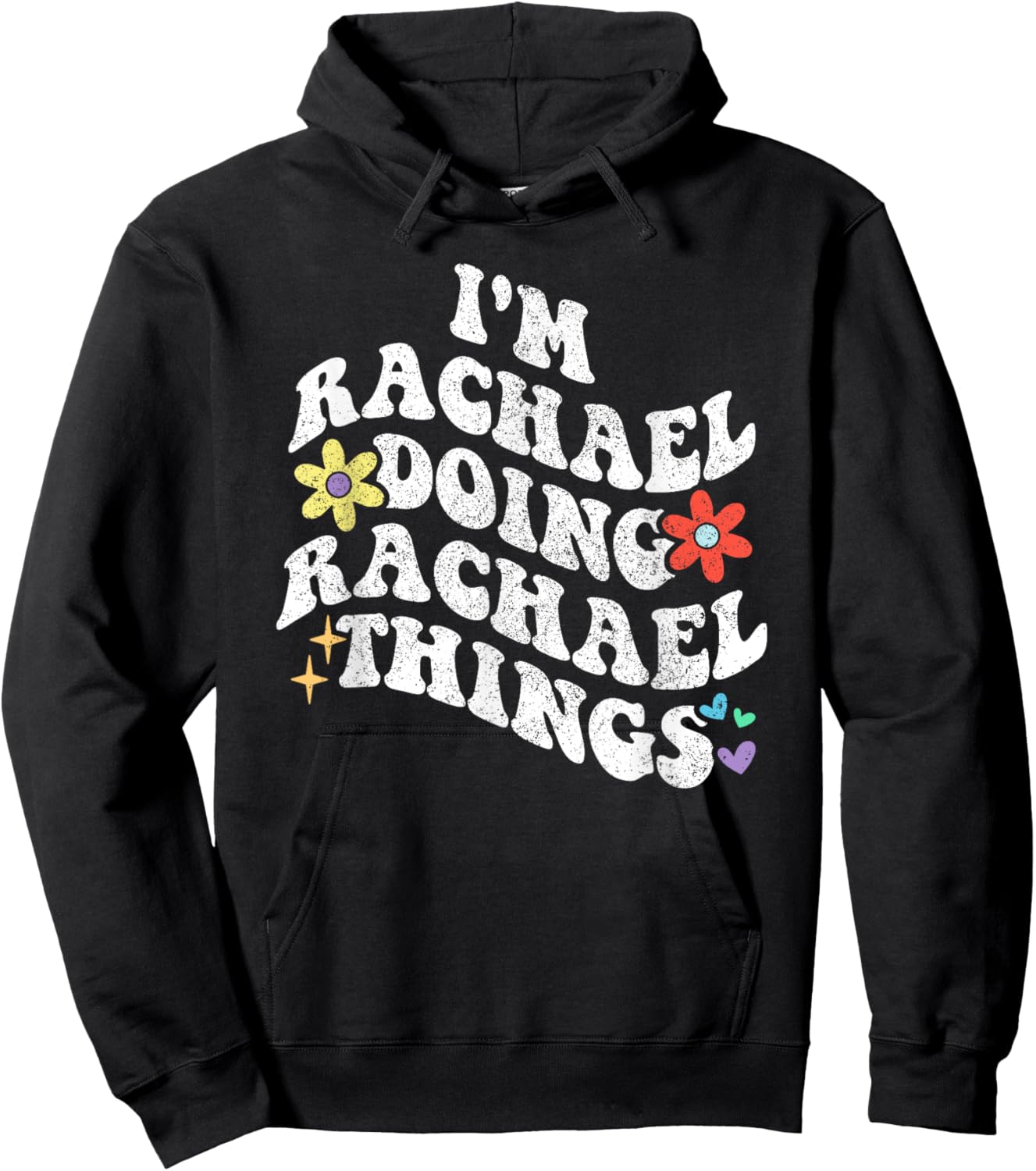 Personalized Name Mothers Day outfit Retro Groovy Im RACHAEL Doing RACHAEL Things Funny Mother's , Female X-Small, Black Hoodie - Hoodie | Black