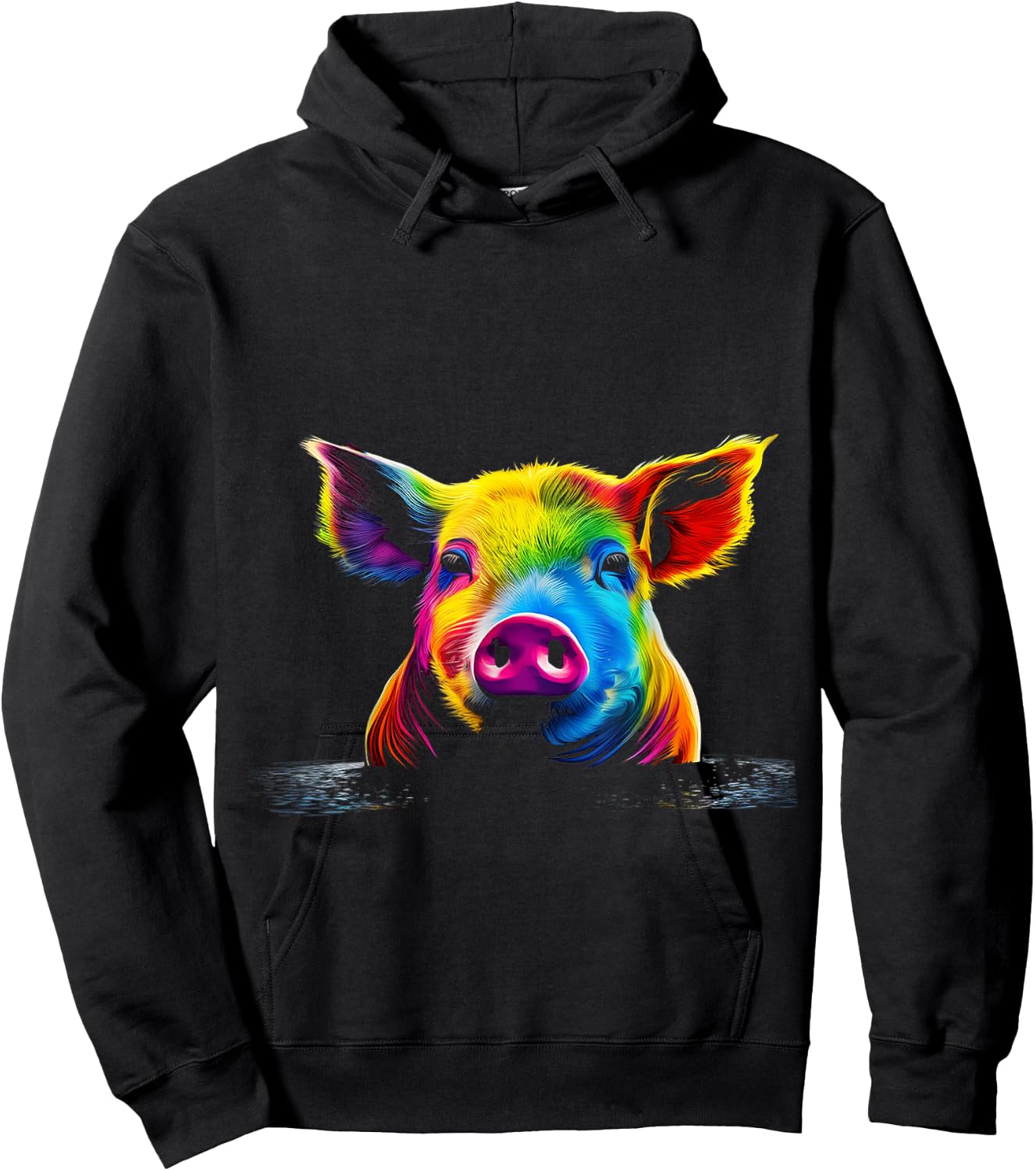 Pig Art Cute Colorful Animal Painting Graphic Pig Hoodie - Hoodie | Black