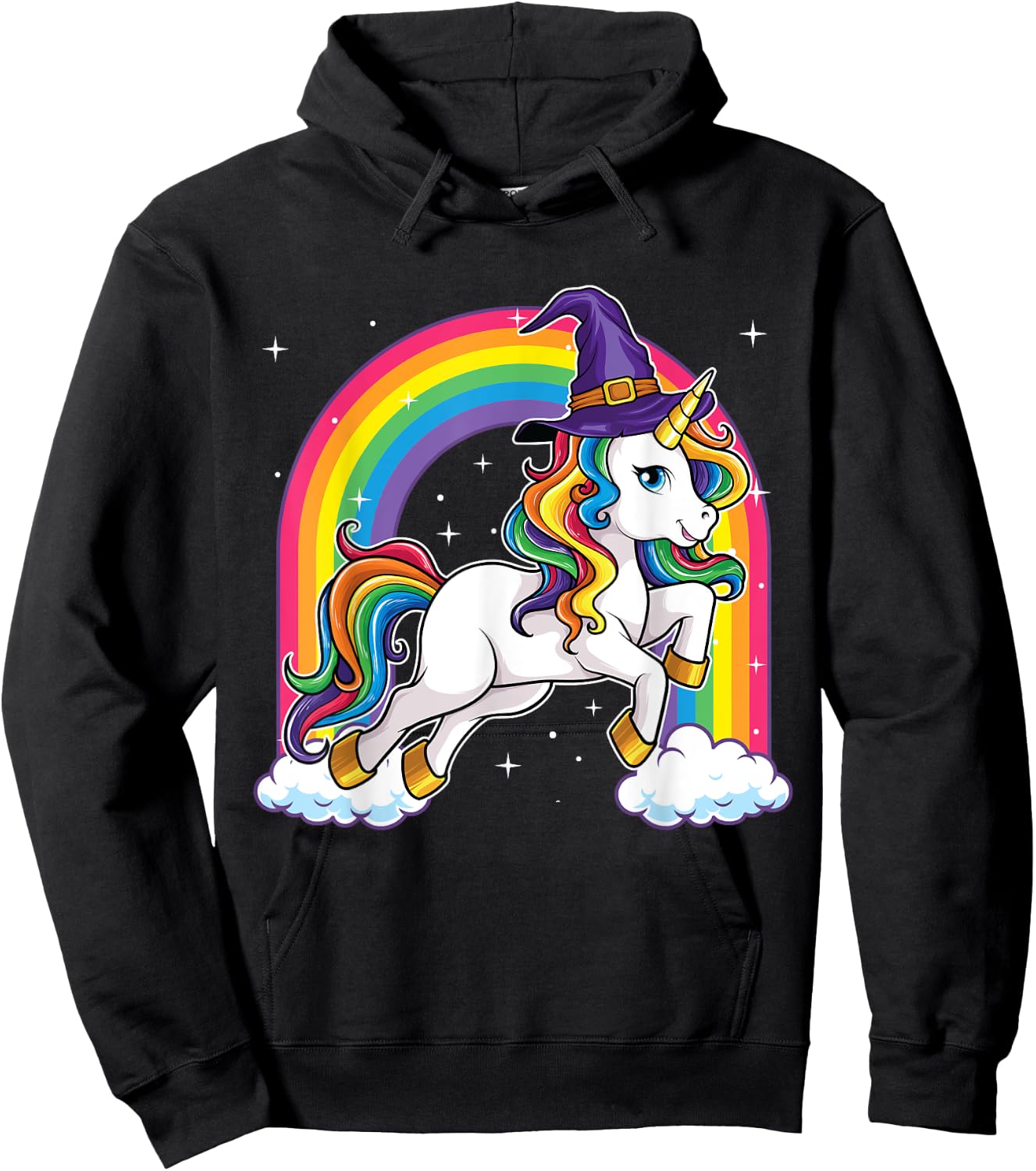 Unicorn Halloween Shirt for Girls Kids Women Witch Hoodie - Hoodie | Black