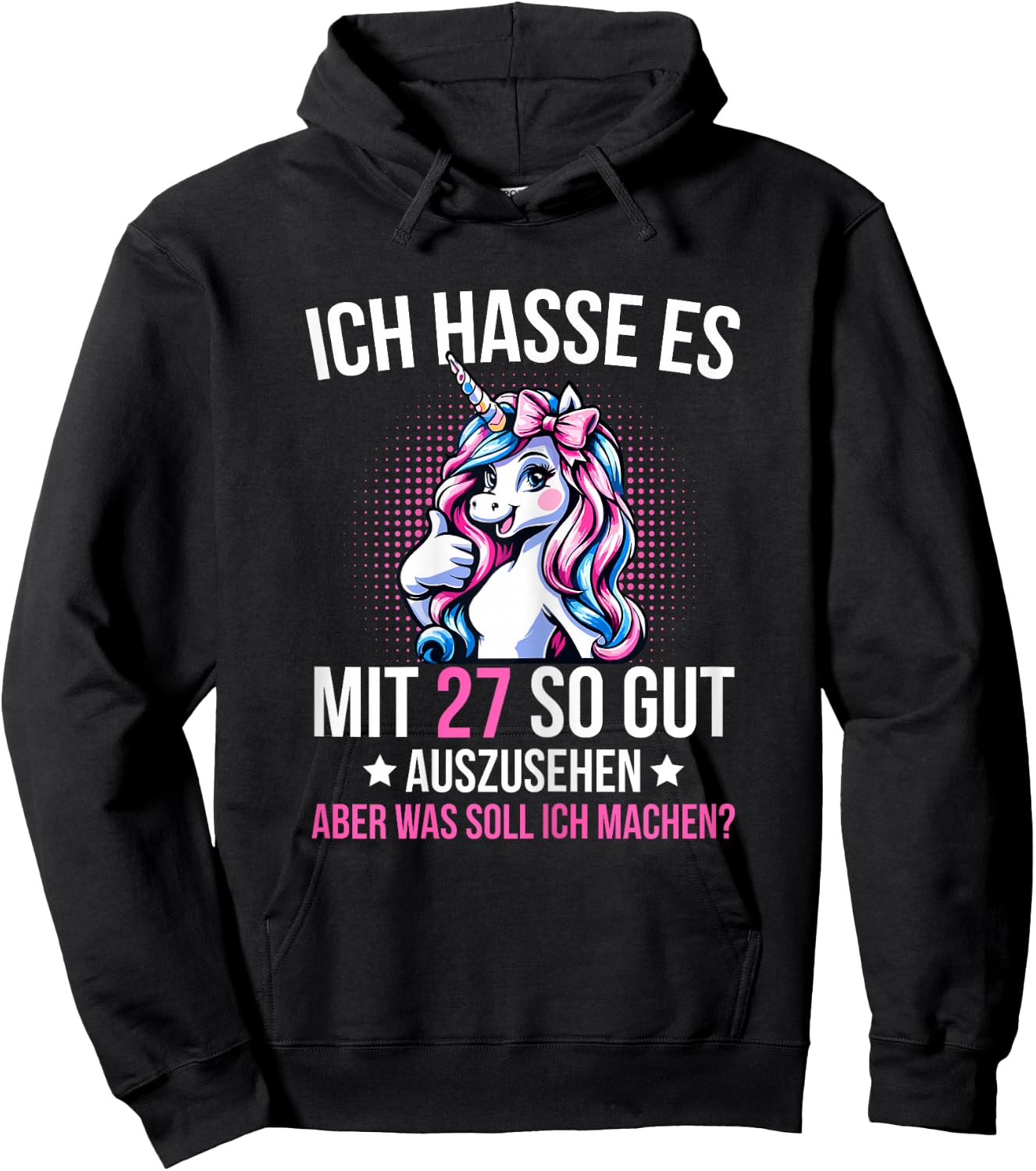 27th Birthday Woman 27 Years Unicorn Decorative , black Hoodie - Hoodie | Black