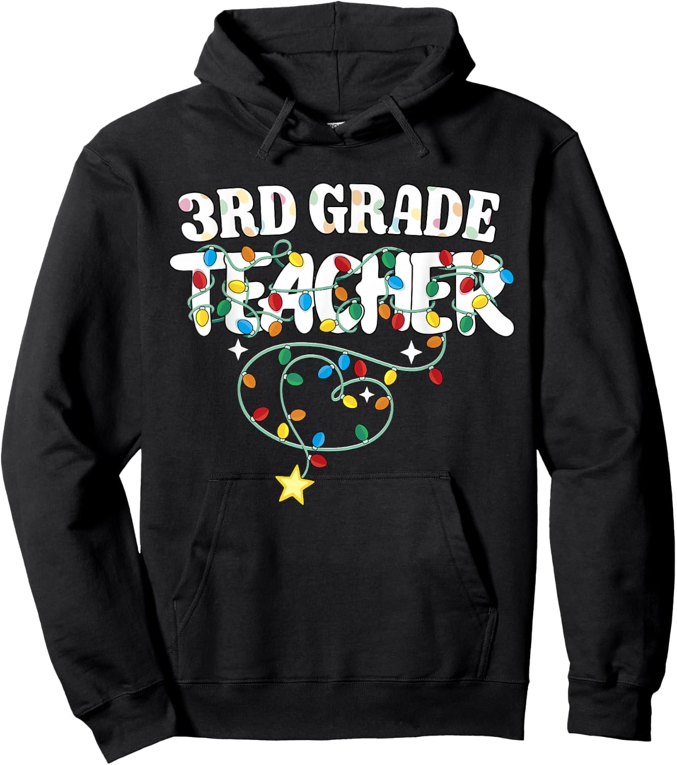 3rd Grade Teacher Christmas Lights Third Grade Teacher Squad Hoodie - Hoodie | Black