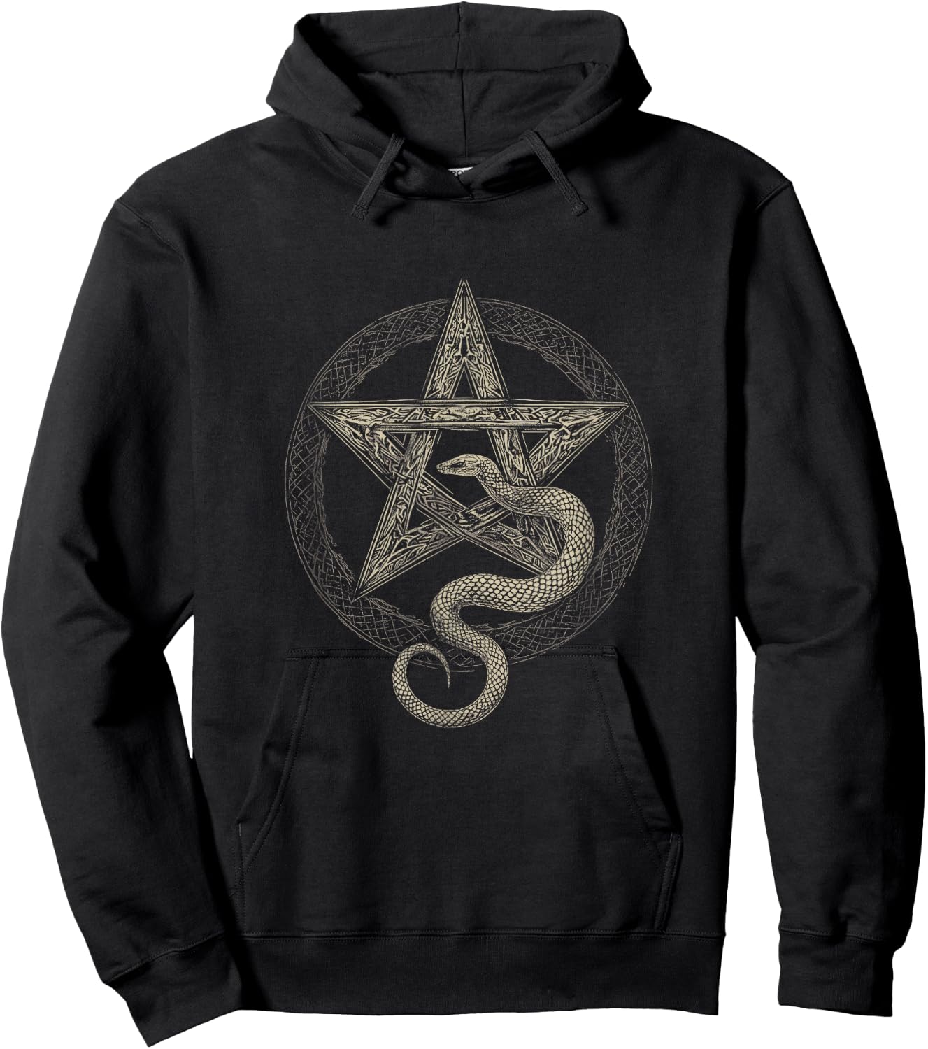 Mystical Snake with Pentagram Hoodie - Hoodie | Black