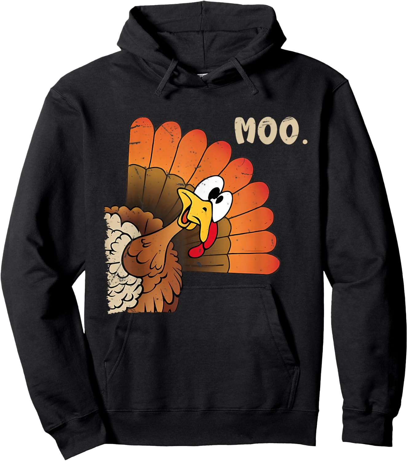 Funny Thanksgiving Cute Turkey Moo I'm A Cow Men Women Kids Hoodie - Hoodie | Black