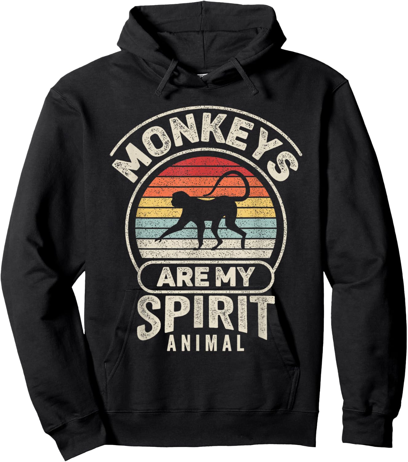 Retro Monkeys Are My Spirit Animal Monkey Lover Hoodie - Hoodie | Black