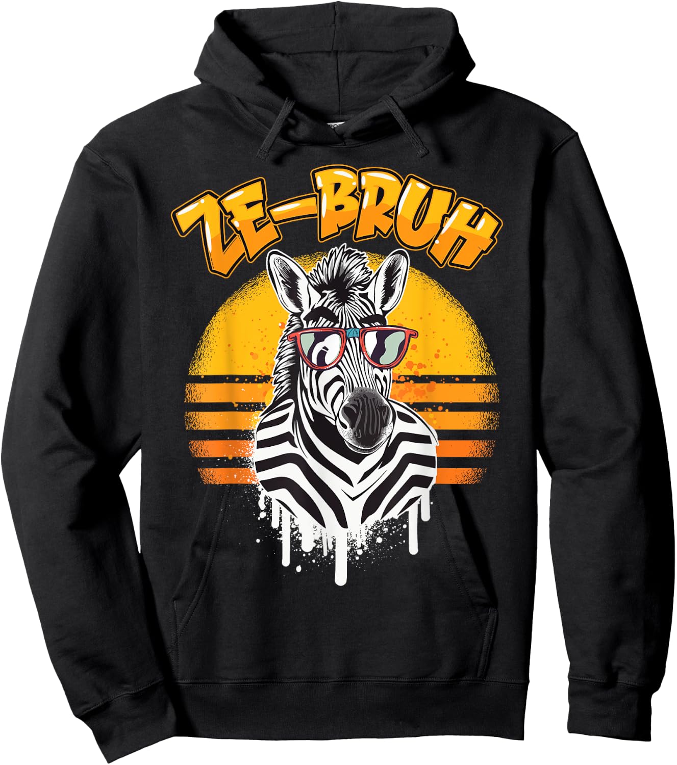 Zebra Bro AKA. Ze-bruh - Funny Zebra Design Hoodie - Hoodie | Black