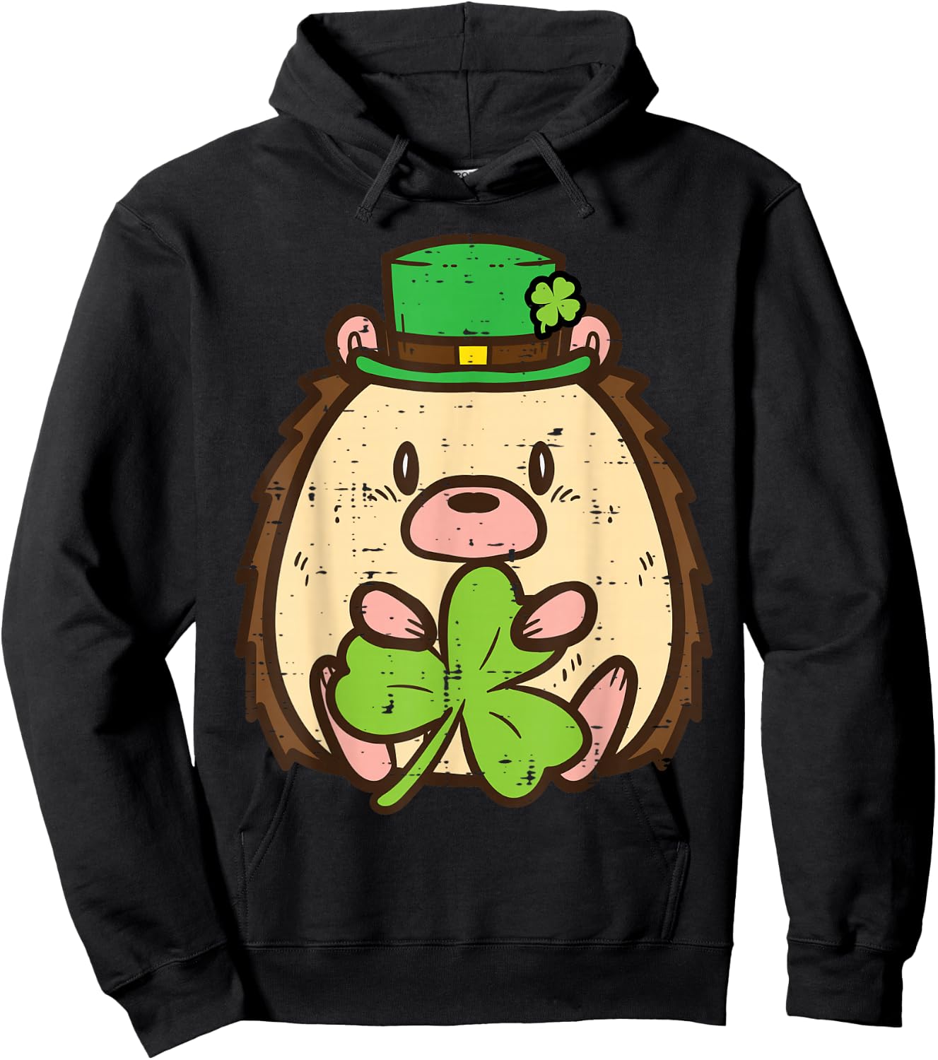 St Patricks Day Hedgehog Saint Pattys Boys Girls Kid Toddler Hoodie - Hoodie | Black