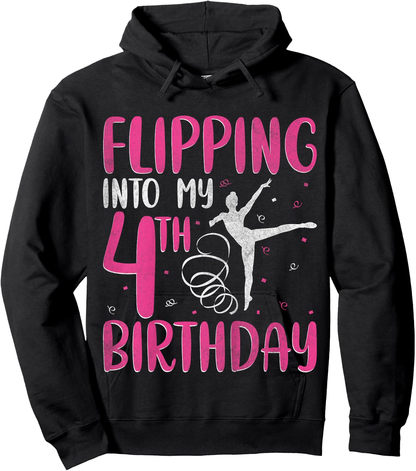 Gymnast Flipping Into 4th Birthday Gymnastics 4 Years Old Hoodie - Hoodie | Black