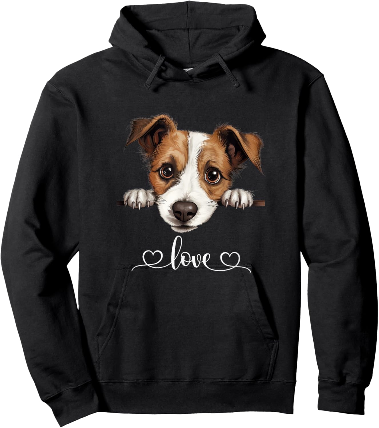 Cute Dog Graphic Love Puppy Jack Russell Terrier Dog Hoodie - Hoodie | Black