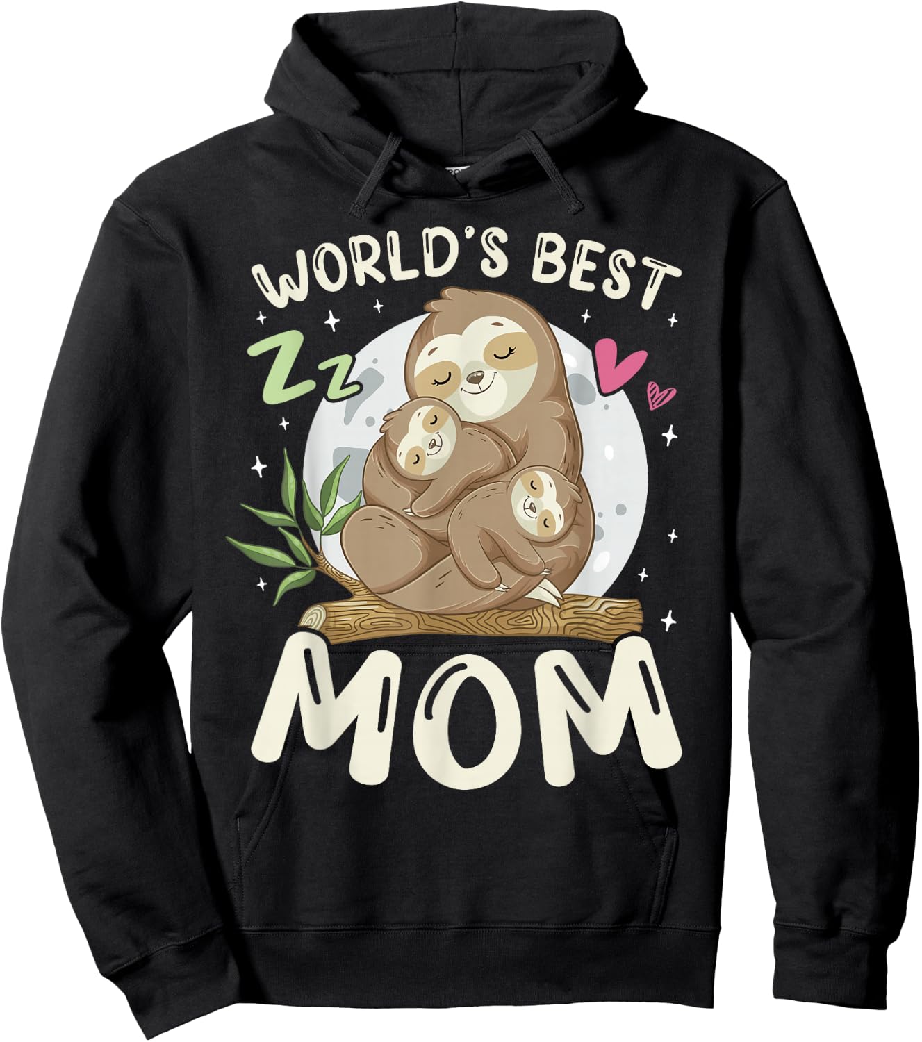 World's Best Mom, Sloths Family Sleep Top Mother's Day Hoodie - Hoodie | Black