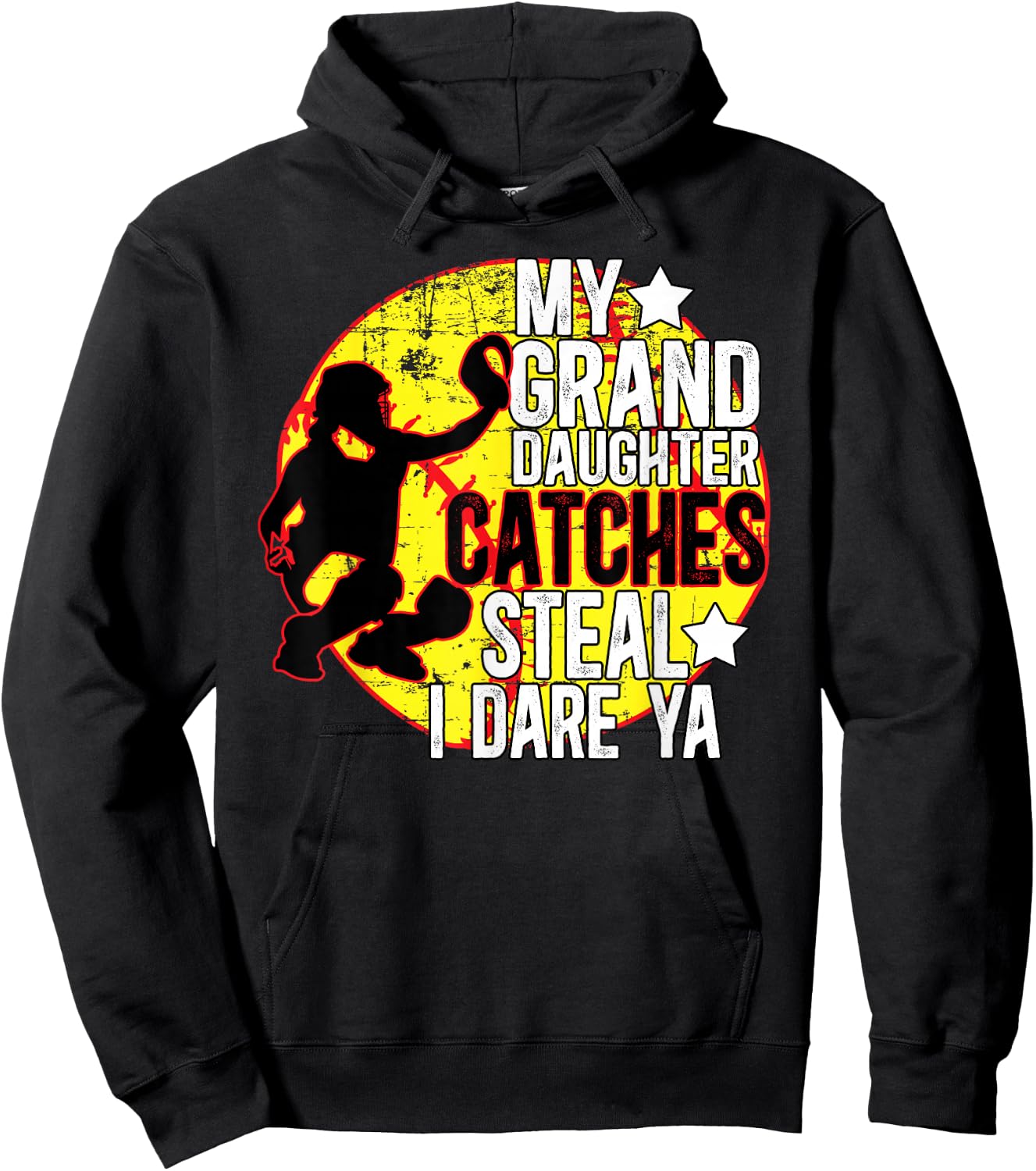 My Granddaughter Catches Softball Catcher Grandma Hoodie - Hoodie | Black