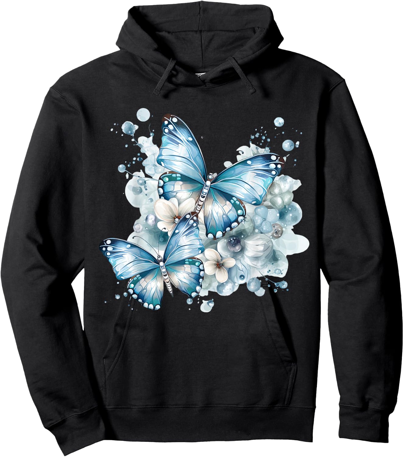 Schmetterlinge mit Blumen in blau Schmetterlinge für Damen Hoodie - Hoodie | Black