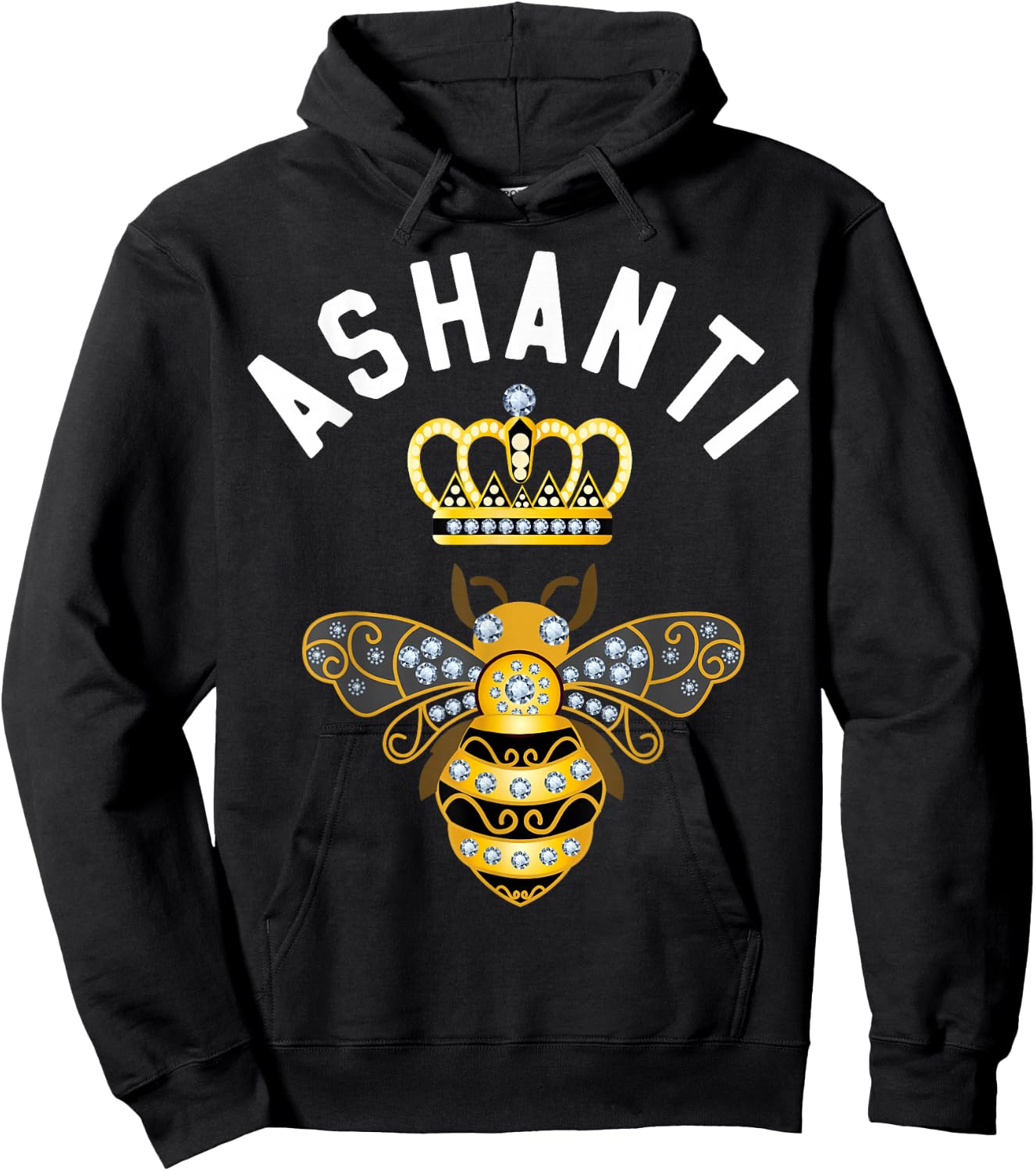 Ashanti Name Ashanti Birthday Gifts Queen Crown Bee Ashanti Hoodie - Hoodie | Black