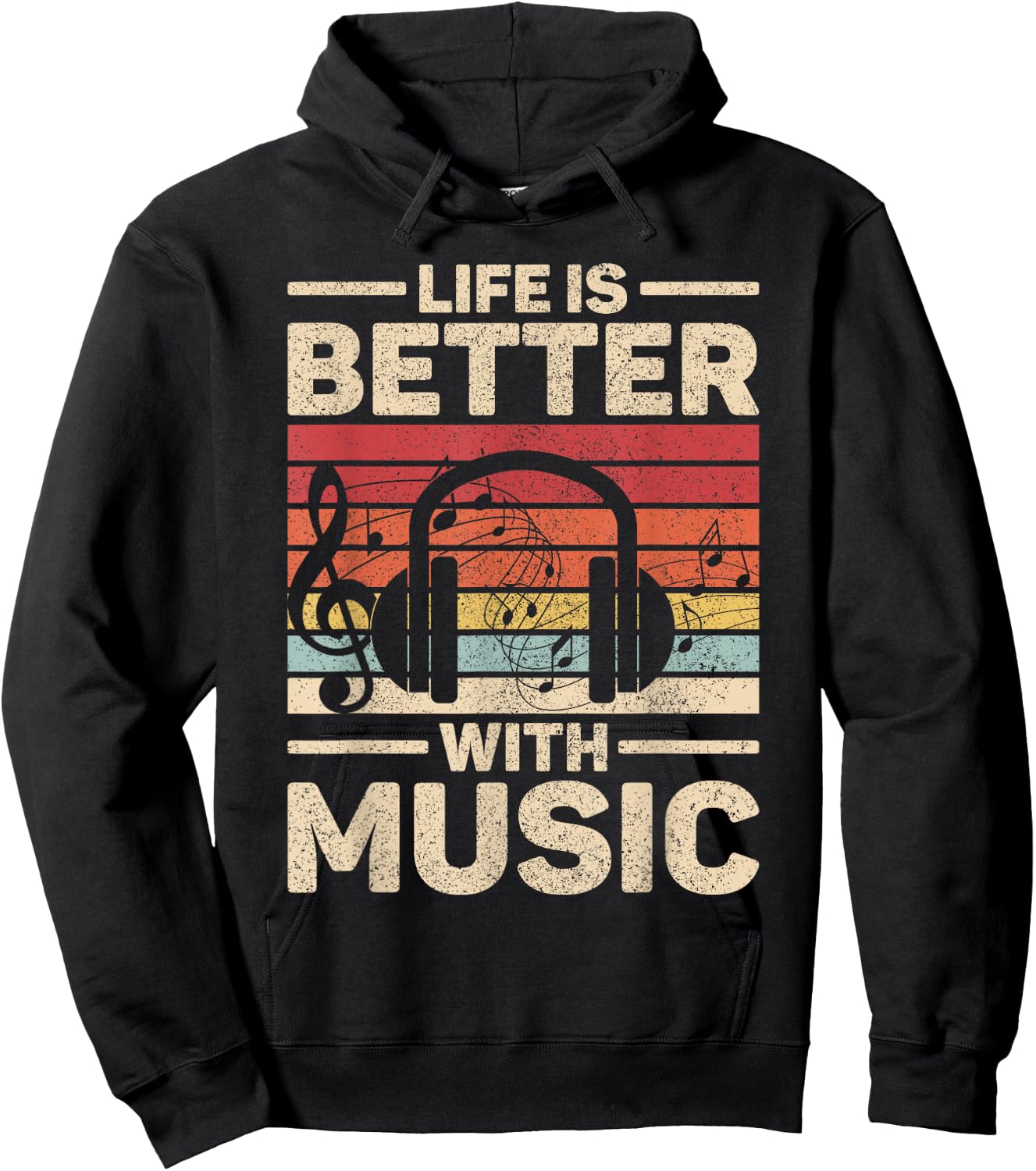 Life is Better with Music Lover Musician Outfit EDM Music DJ Hoodie - Hoodie | Black