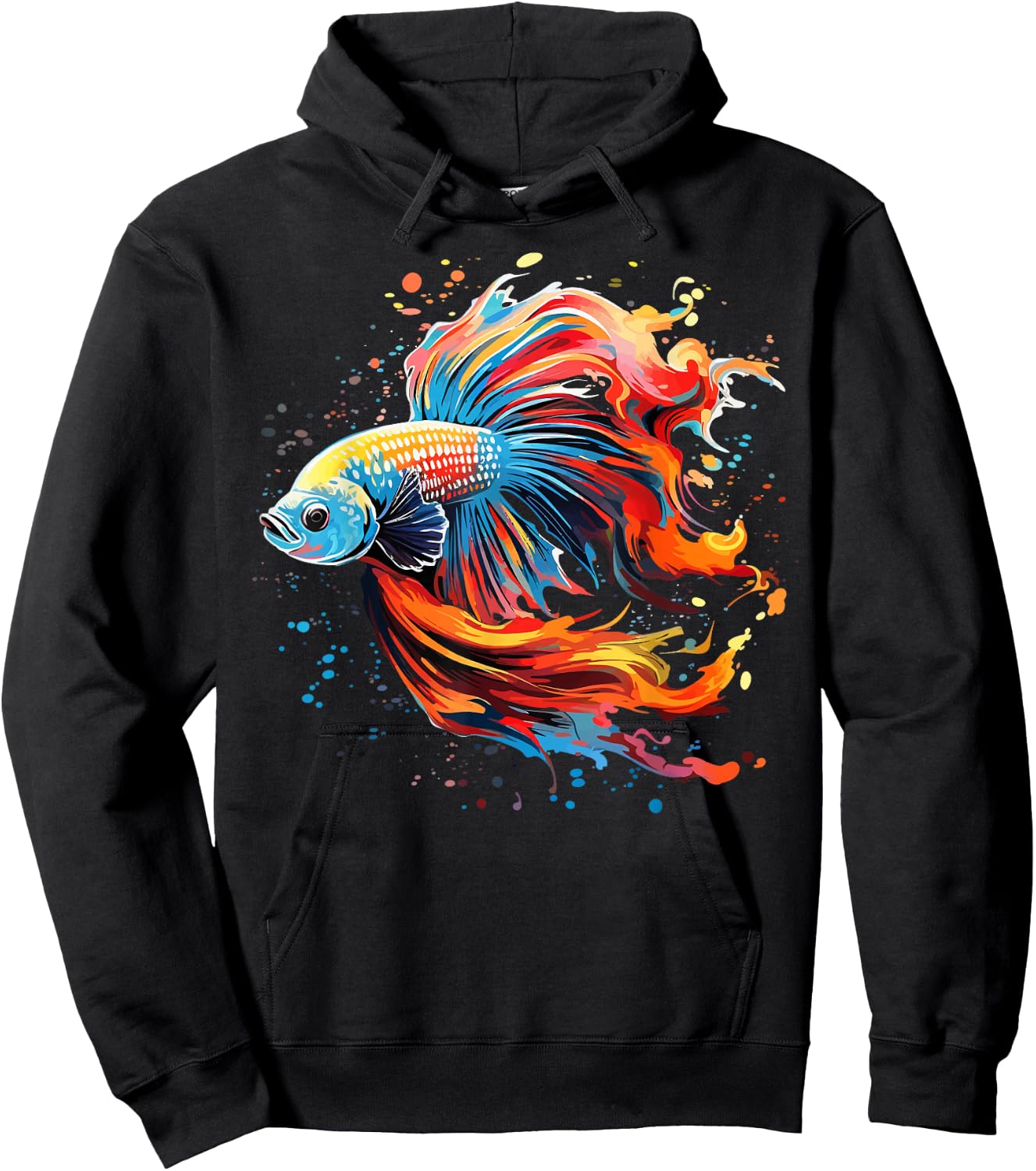 Colorful Betta Fish Lover Splash Art Betta Fighting Fish Hoodie - Hoodie | Black