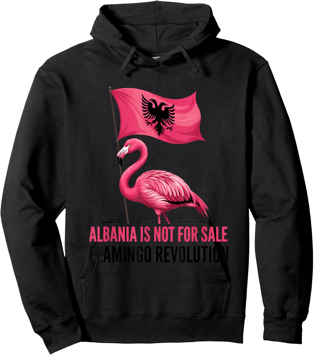 Albania Flag Pink Flamingo Albania is not for Sale Hoodie - Hoodie | Black