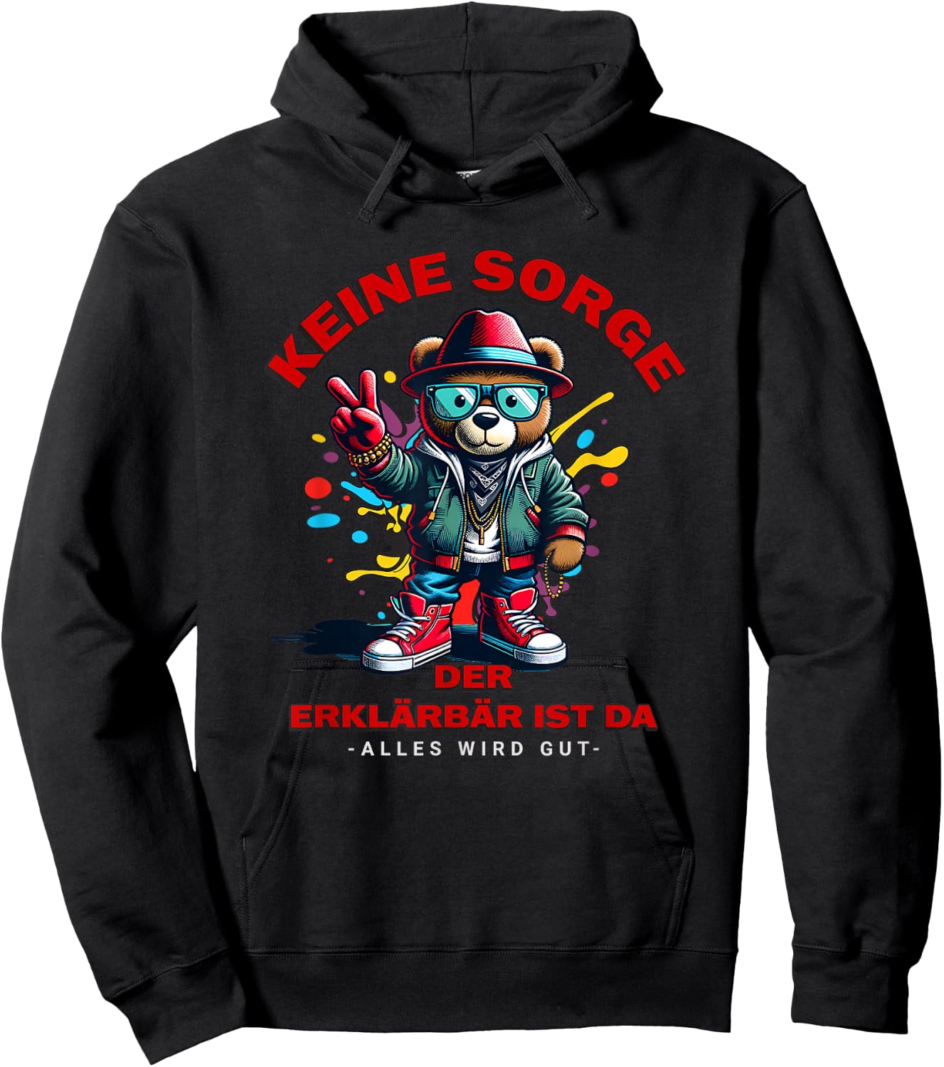 Erklärbär ist da Motiv, Erklärbär im Einsatz Hoodie - Hoodie | Black