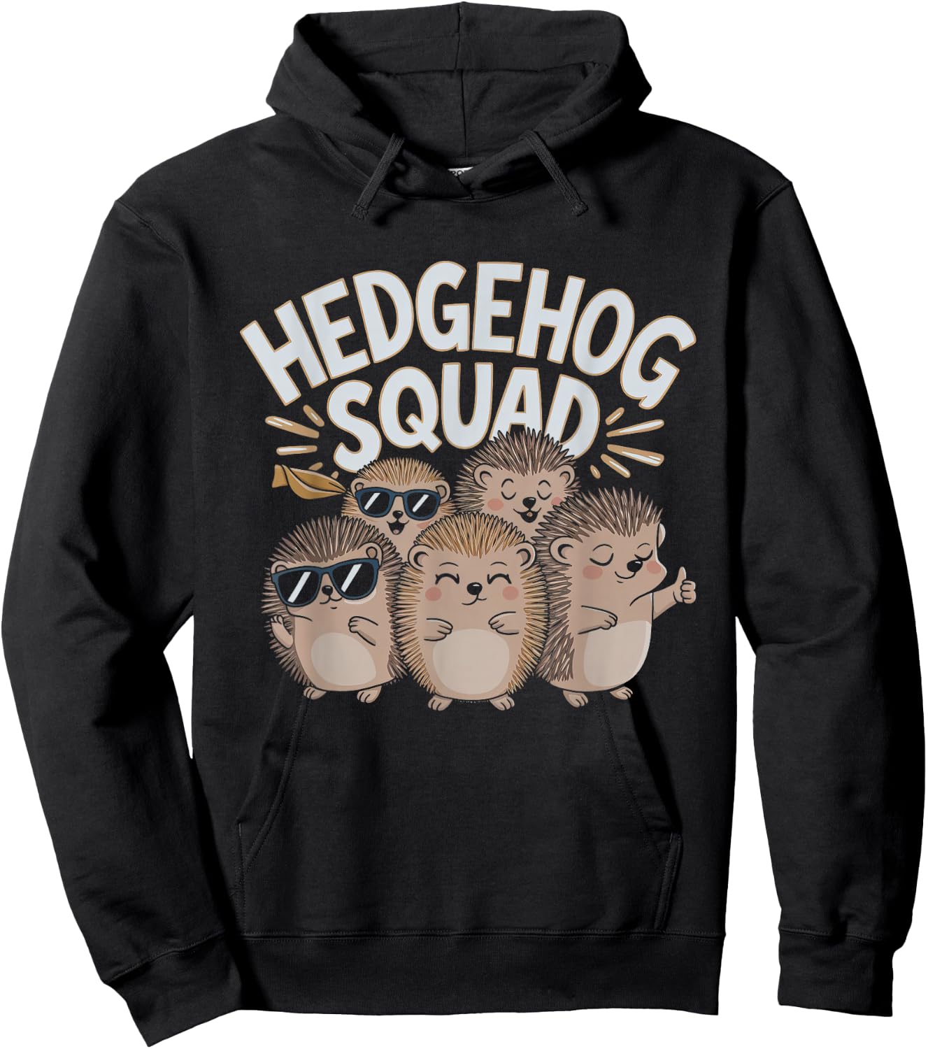 Funny Hedgehog Squad Design Hoodie - Hoodie | Black
