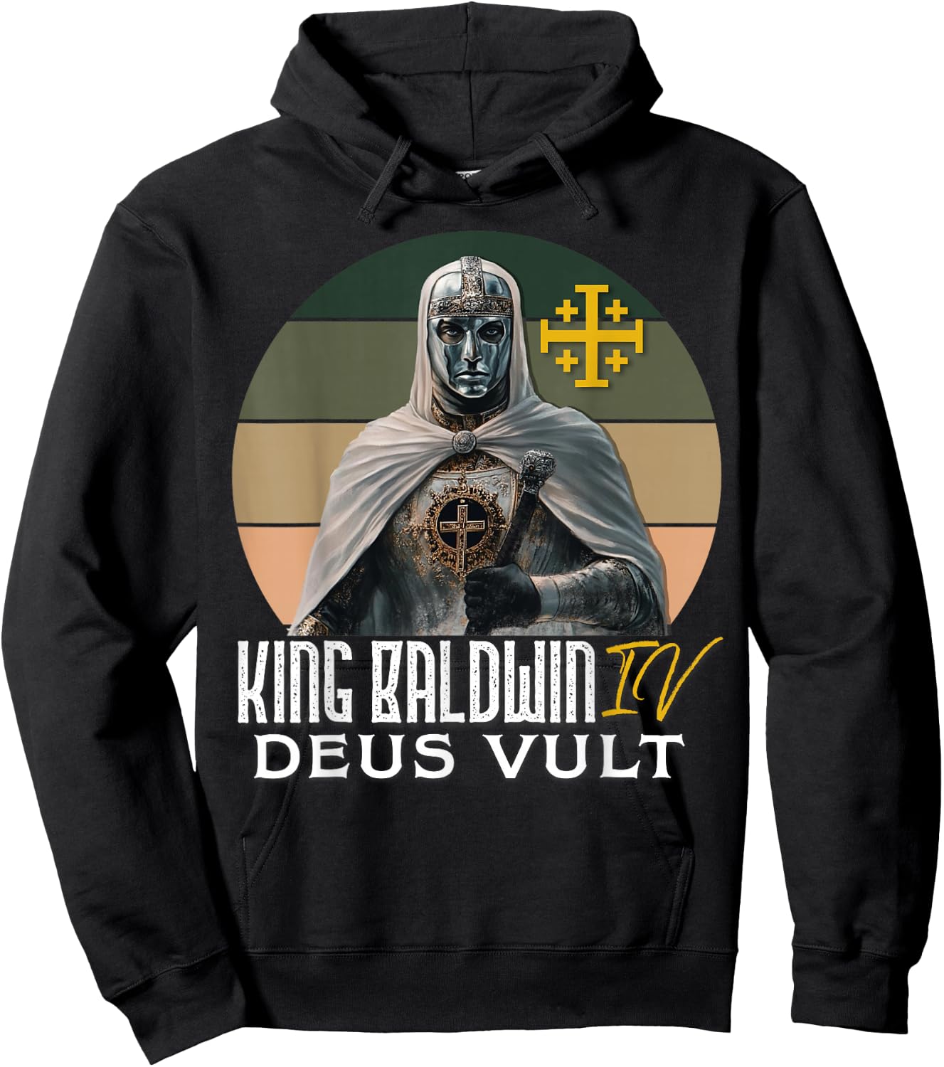 King Baldwin IV Jerusalem Cross Catholic Hoodie - Hoodie | Black