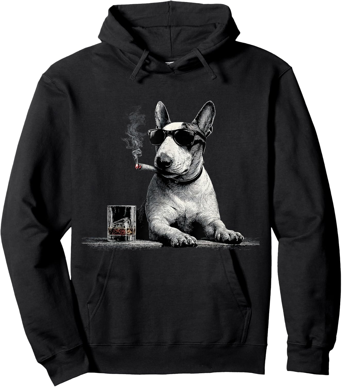 Bull Terrier Dad Dog Sunglasses Father's Day Family Hoodie - Hoodie | Black