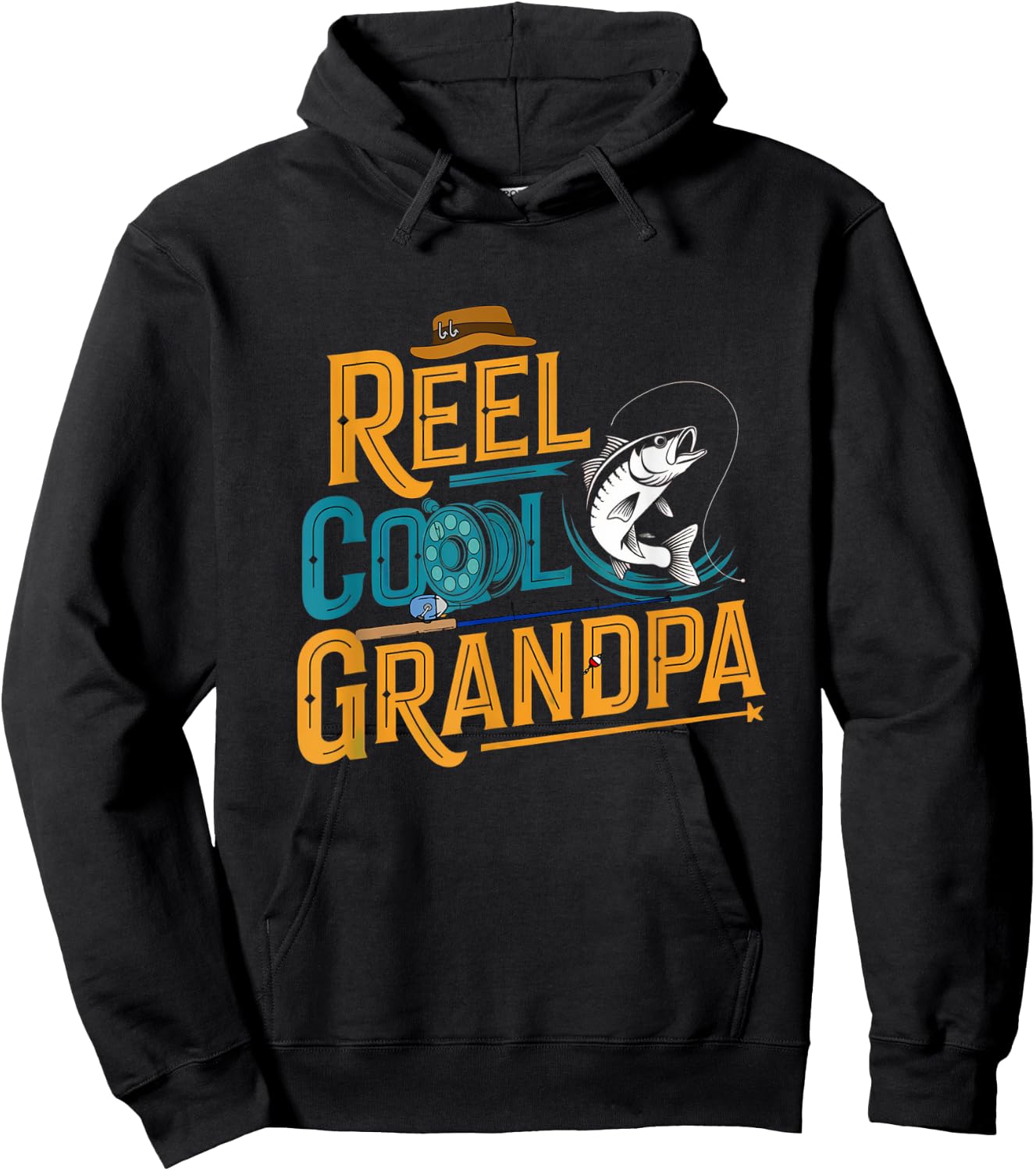 Reel Cool Grandpa Fishing Fisherman Fish Hoodie - Hoodie | Black