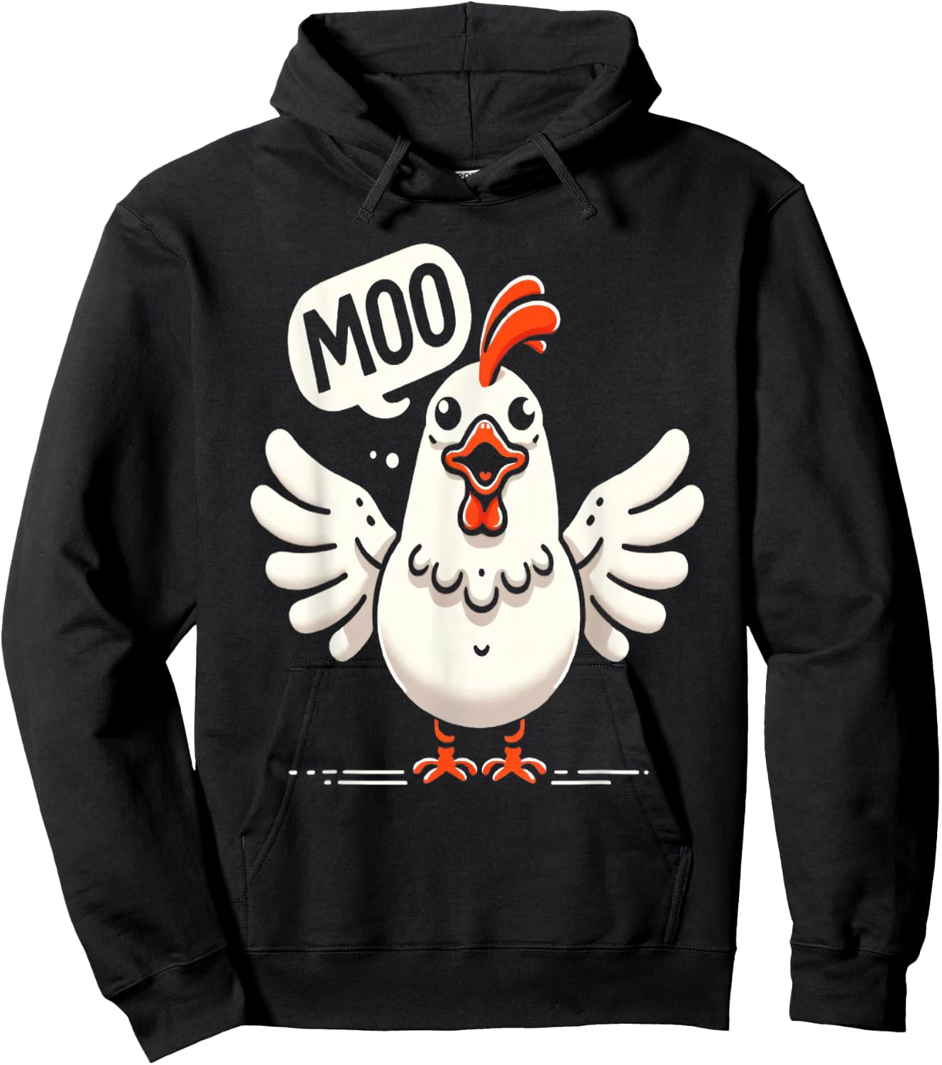 Moo Says the Chicken - Comical Cow-Chicken Fusion Graphic Hoodie - Hoodie | Black