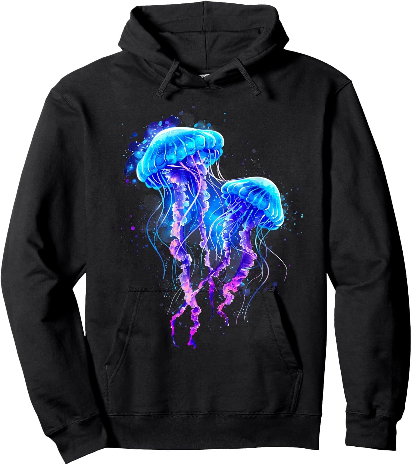 Jellyfish Artwork Sea Ocean Jellyfish Motif Marine Mammal Hoodie - Hoodie | Black