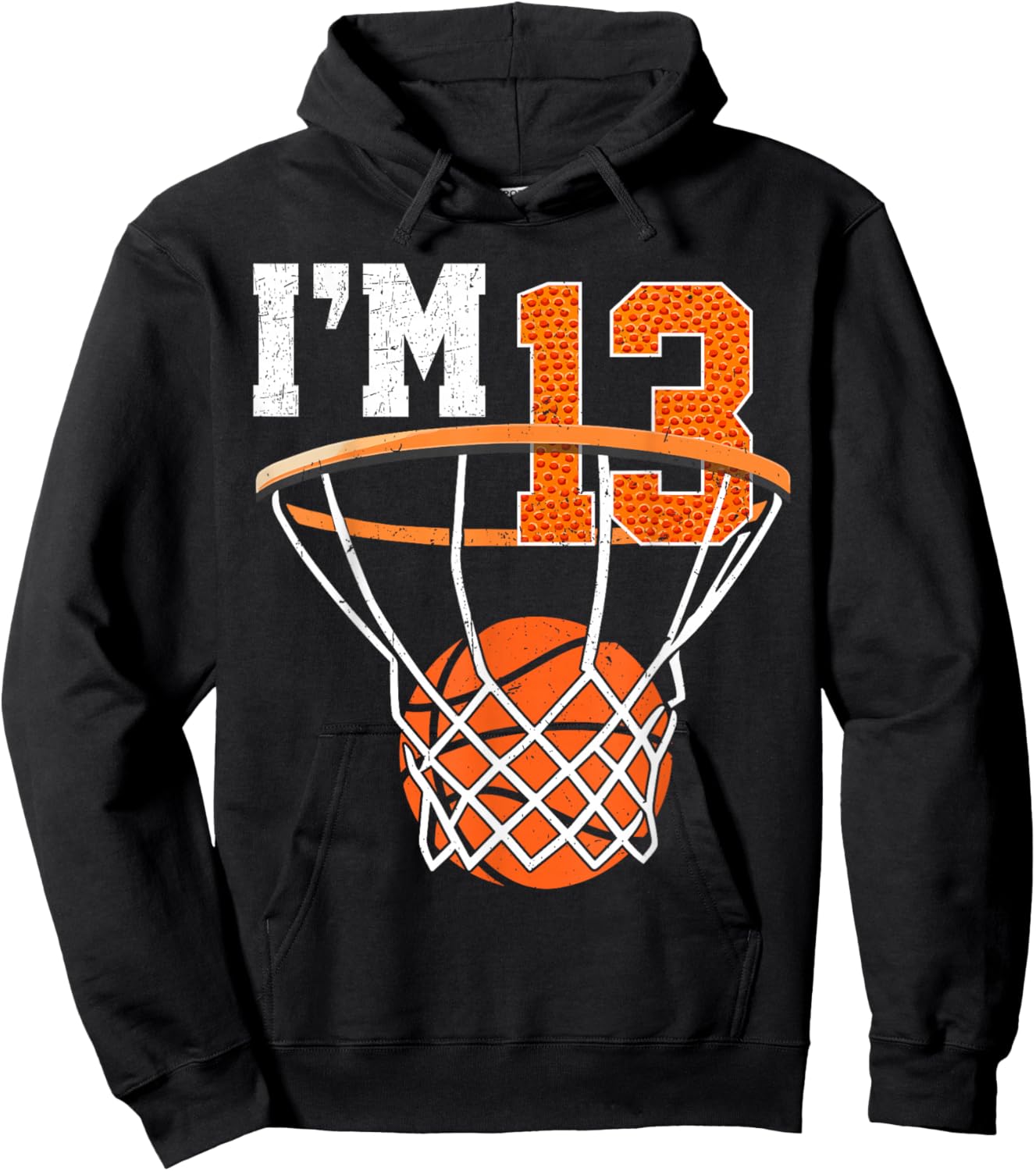 13th Birthday Shirt Boys Basketball 13 Year Old Teenager Hoodie - Hoodie | Black