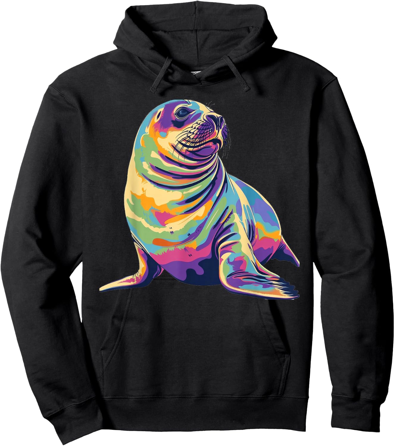Elephant Seal 90s Retro Hoodie - Hoodie | Black
