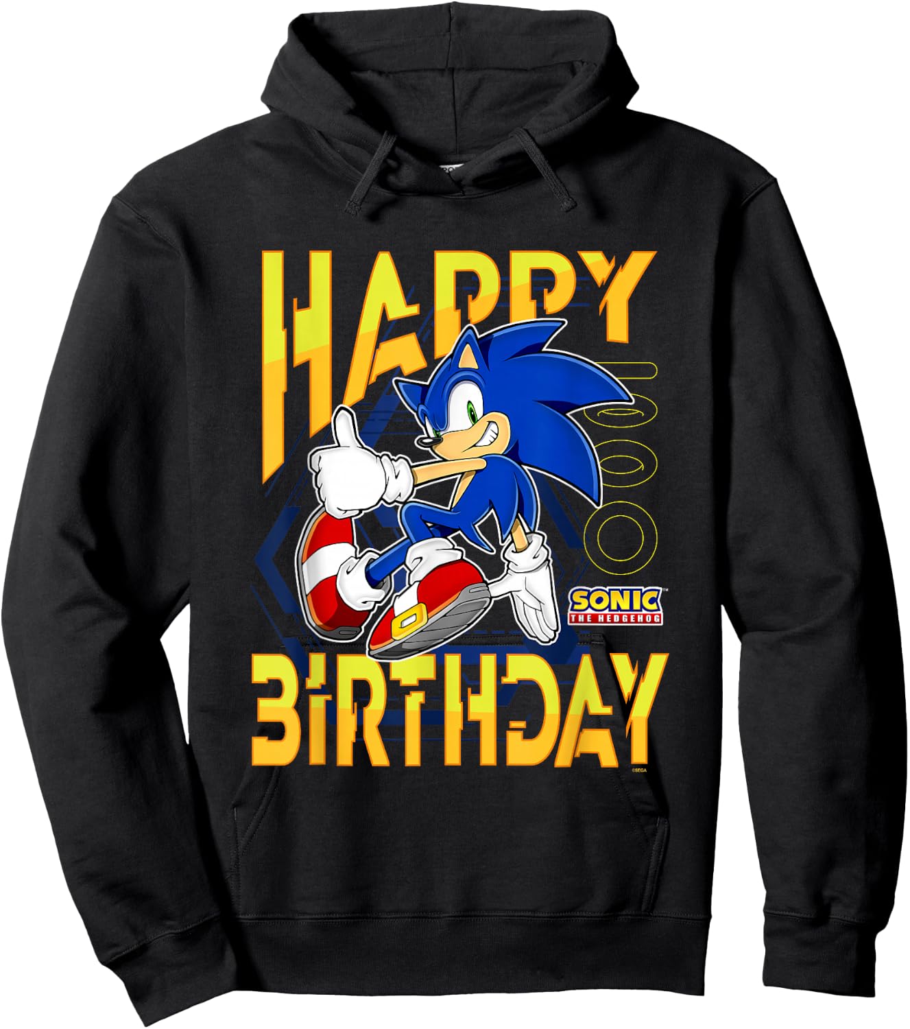 Sonic The Hedgehog Birthday Happy Birthday Thumbs Up Logo Hoodie - Hoodie | Black
