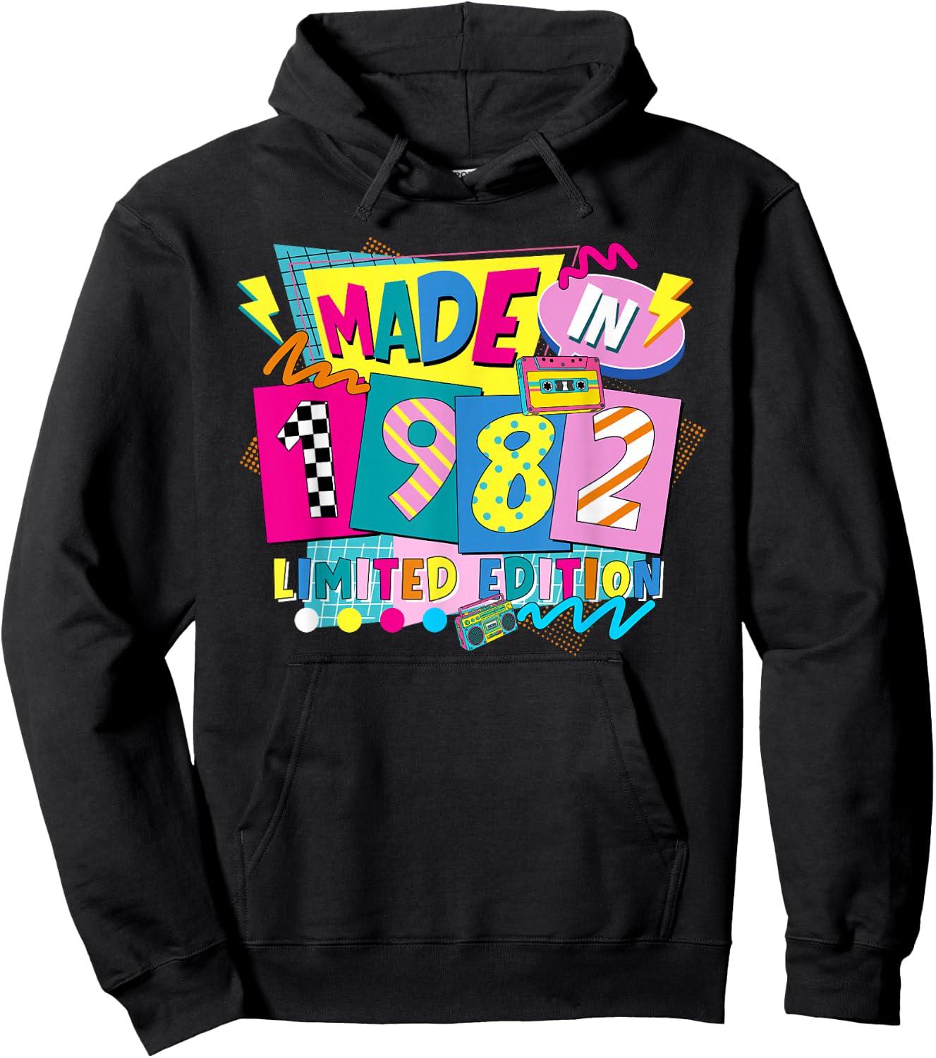 Retro Funny Made in 1982 Limited Edition 44th Birthday Party Hoodie - Hoodie | Black