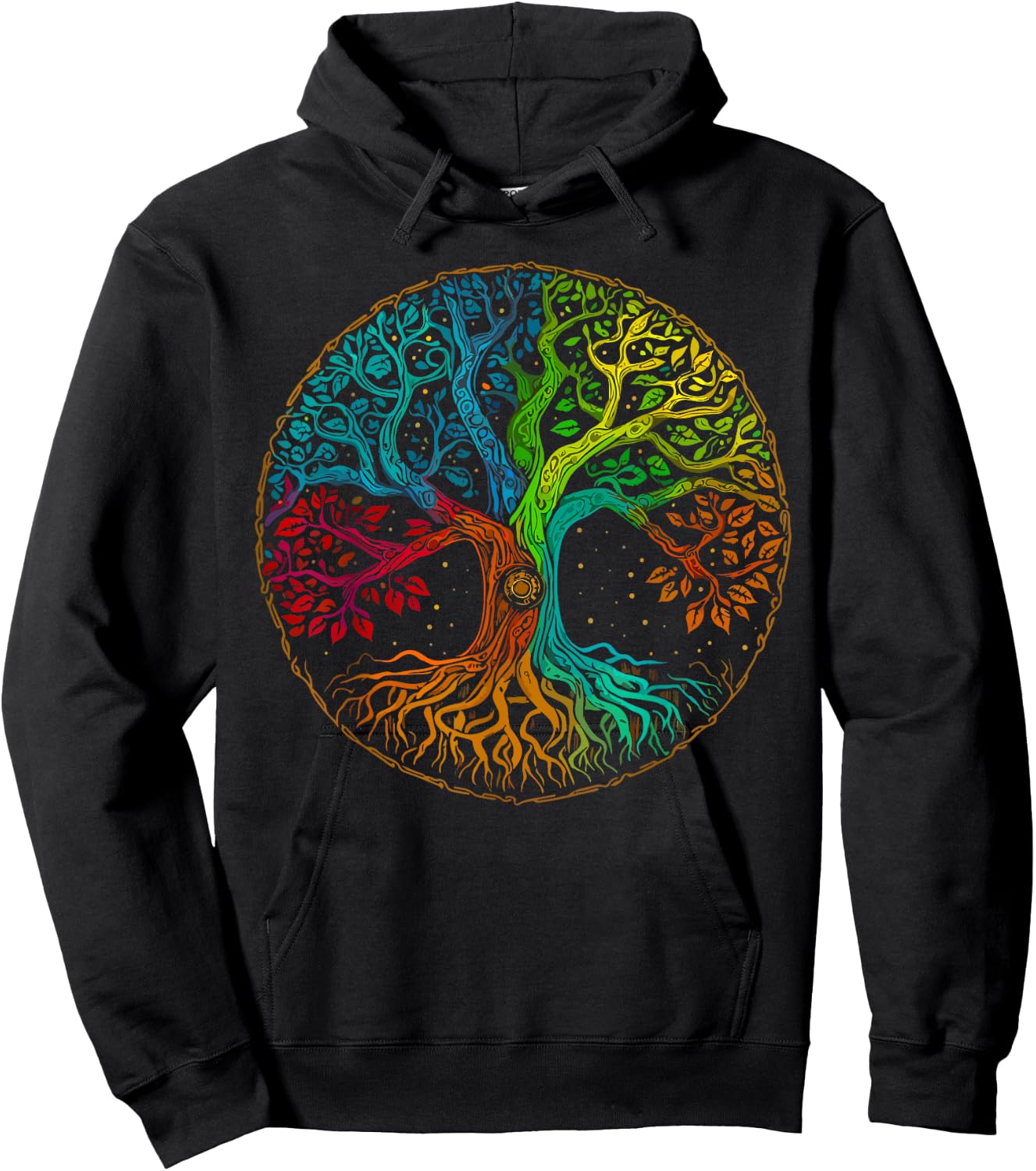 Tree of Life Nature Art - Psychedelic Outdoor Rainbow Hoodie - Hoodie | Black