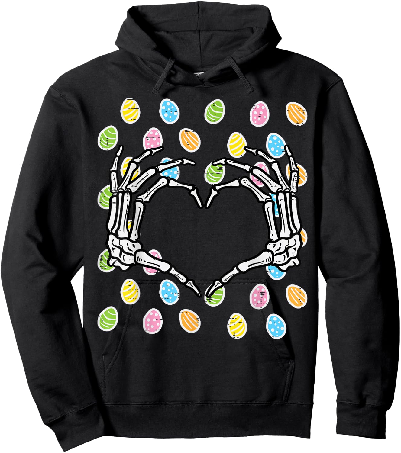 Easter Eggs Skeleton Hand Heart Bones Women Girls Kids Youth Hoodie - Hoodie | Black